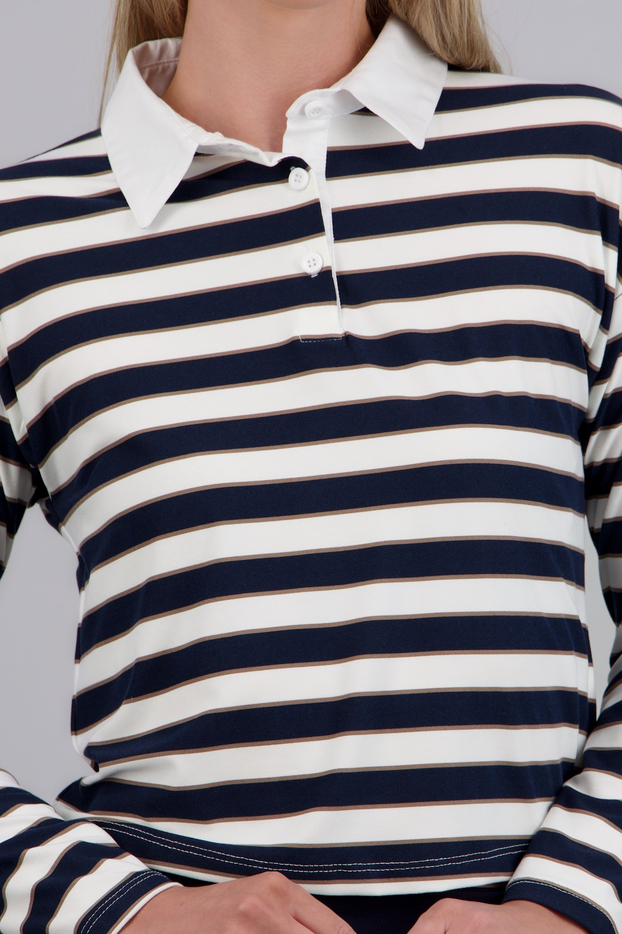 Top manga larga rayas con cuello MARINO COMBO
