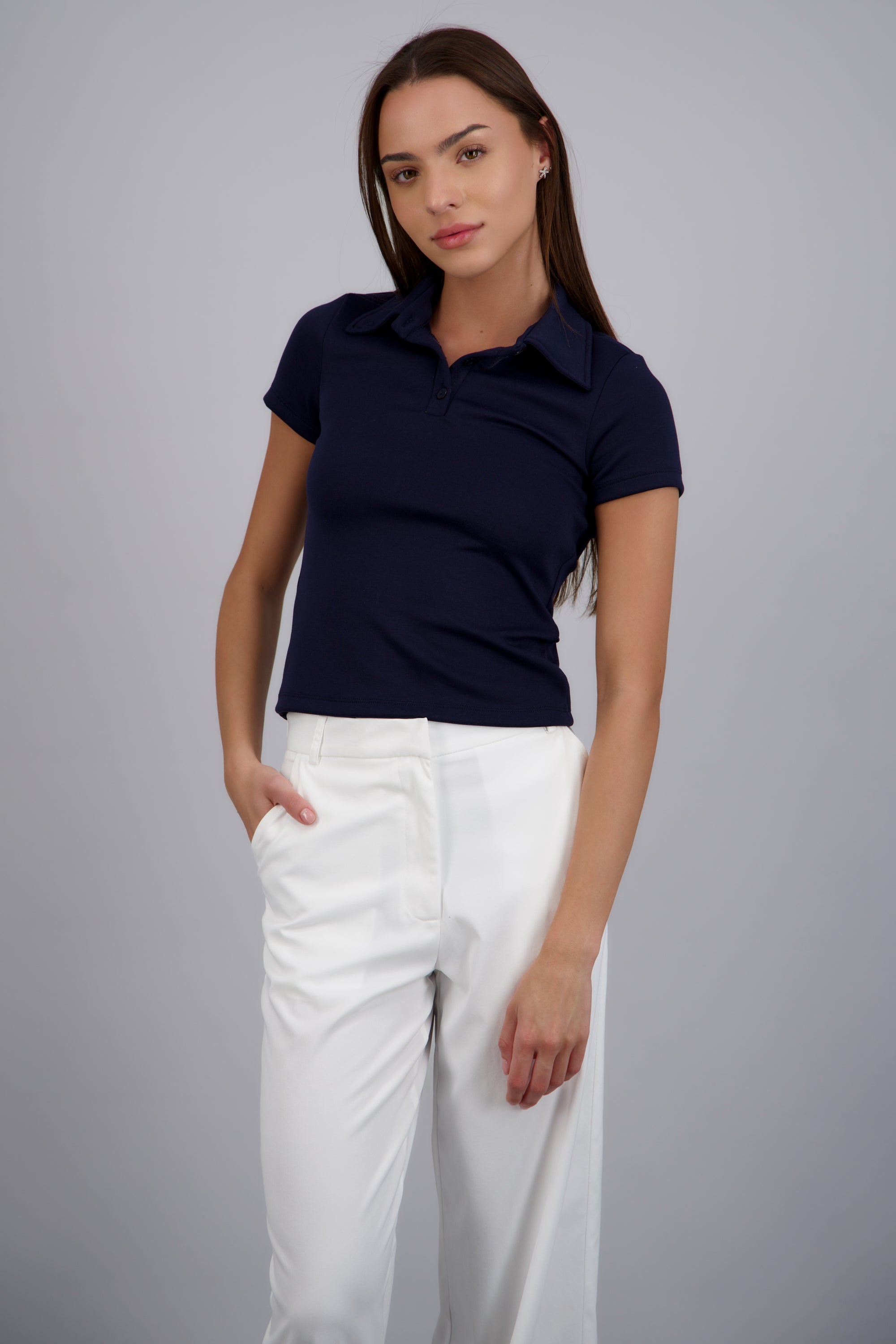 Top polo stretch tacto suave MARINO