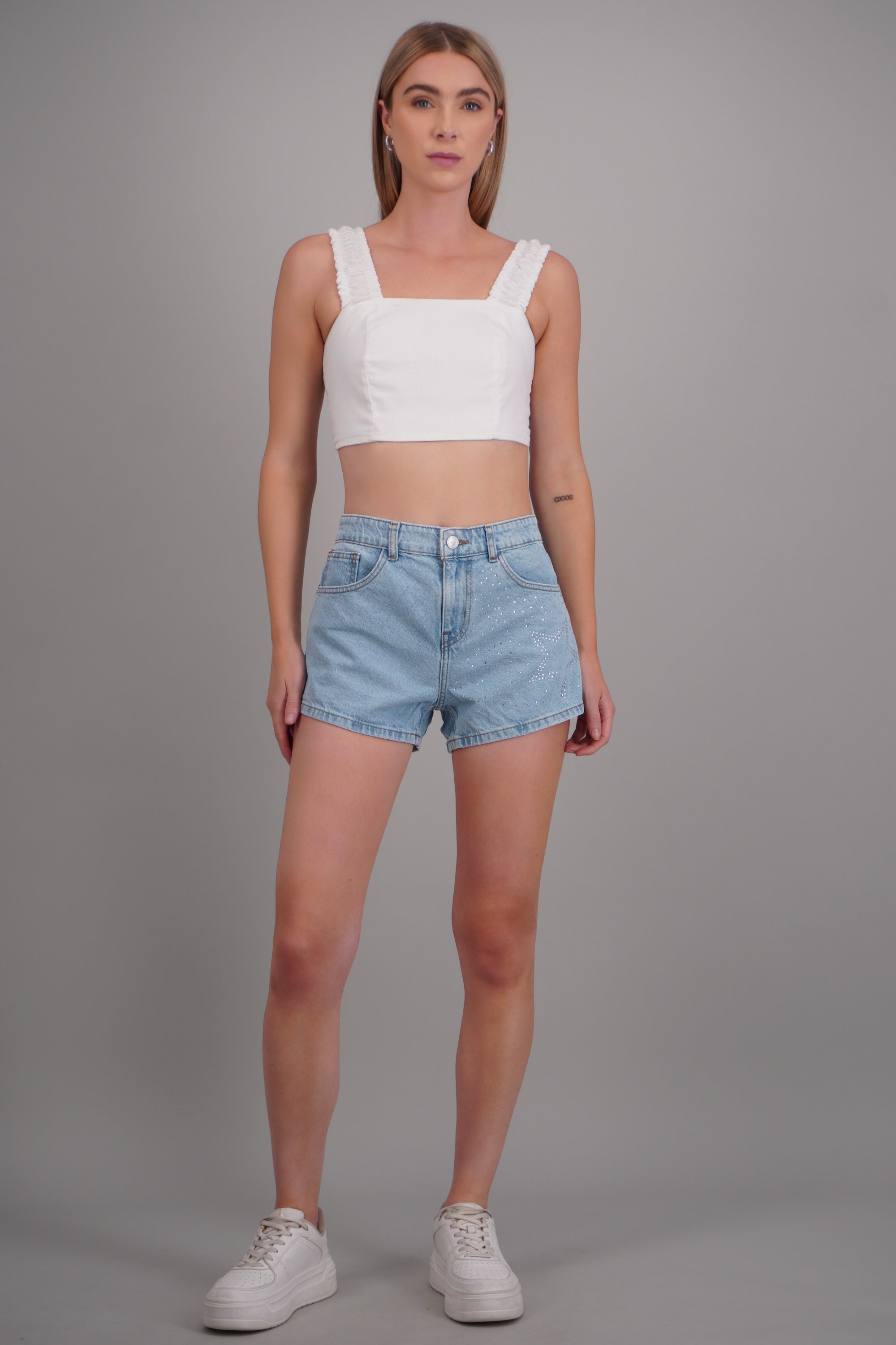 Mini short brillos estrellas LIGHT WASH