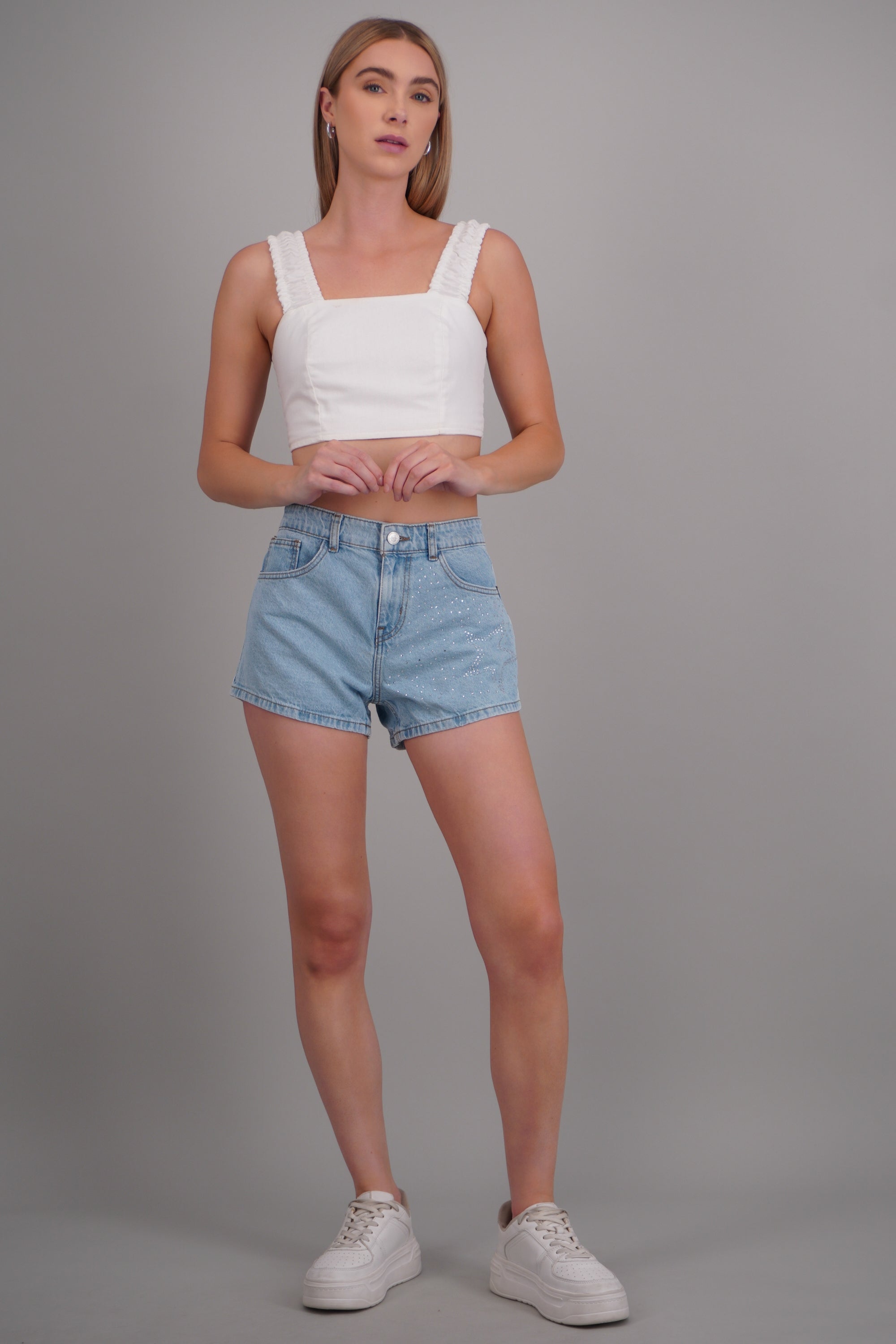 Mini short brillos estrellas LIGHT WASH