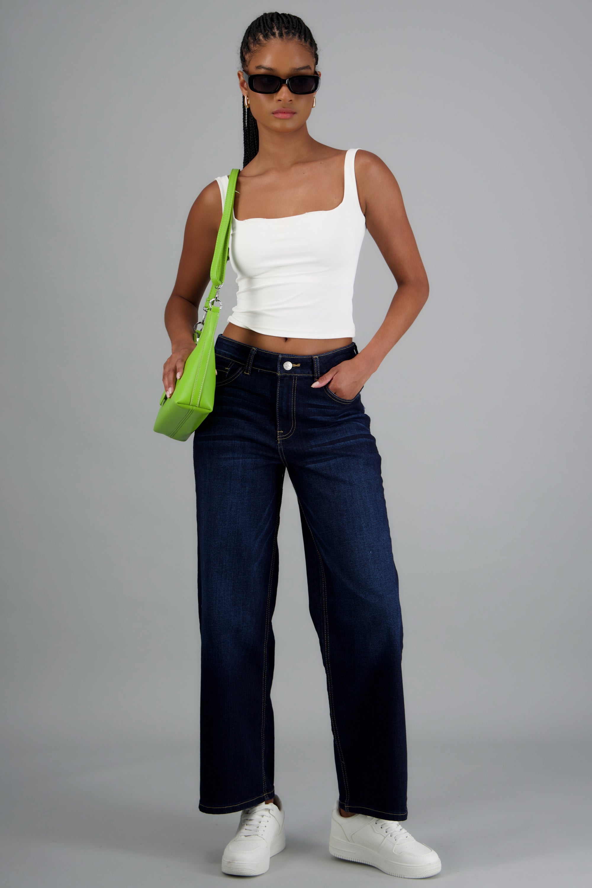 Jeans wide leg básicos DARK WASH