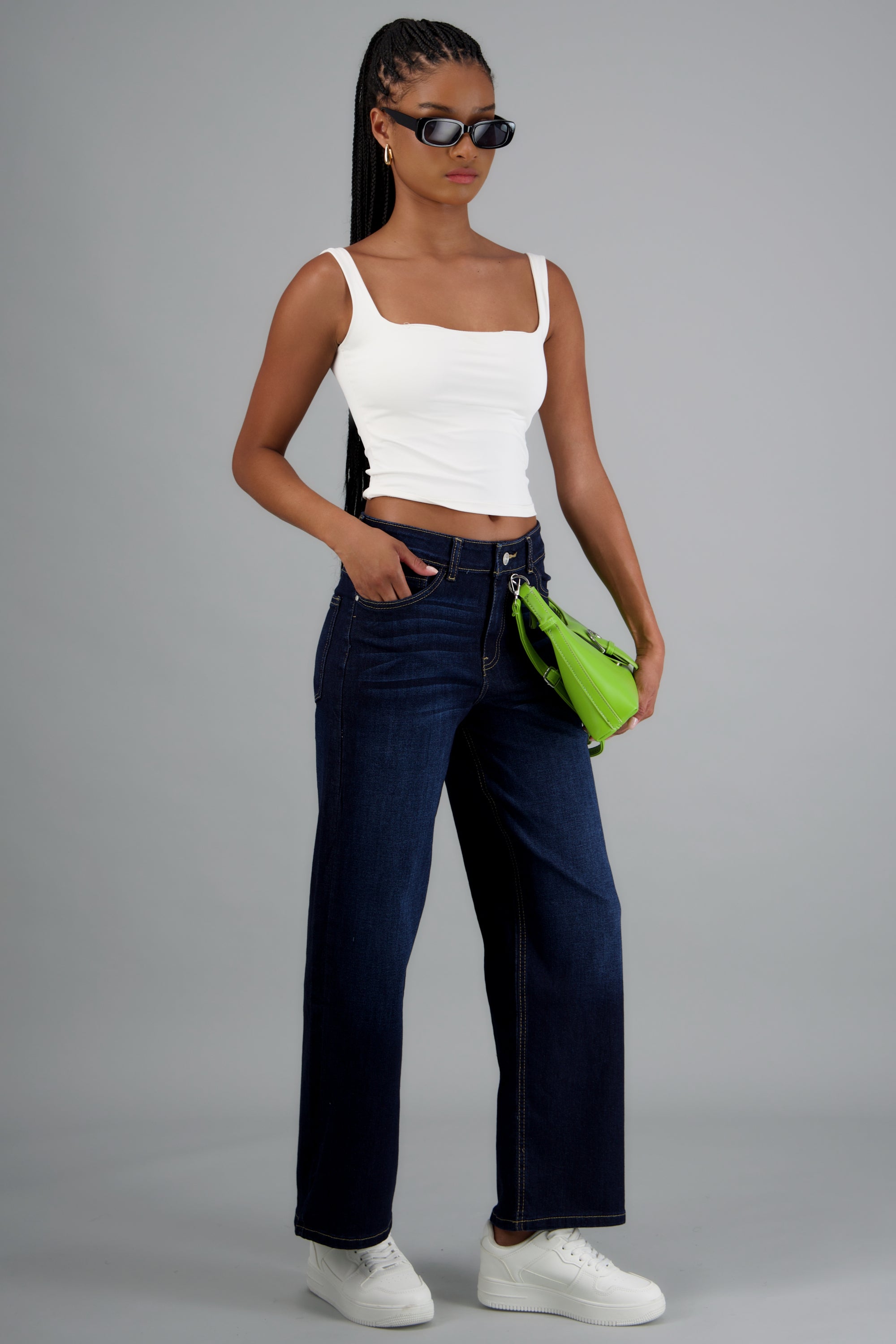 Jeans wide leg básicos DARK WASH