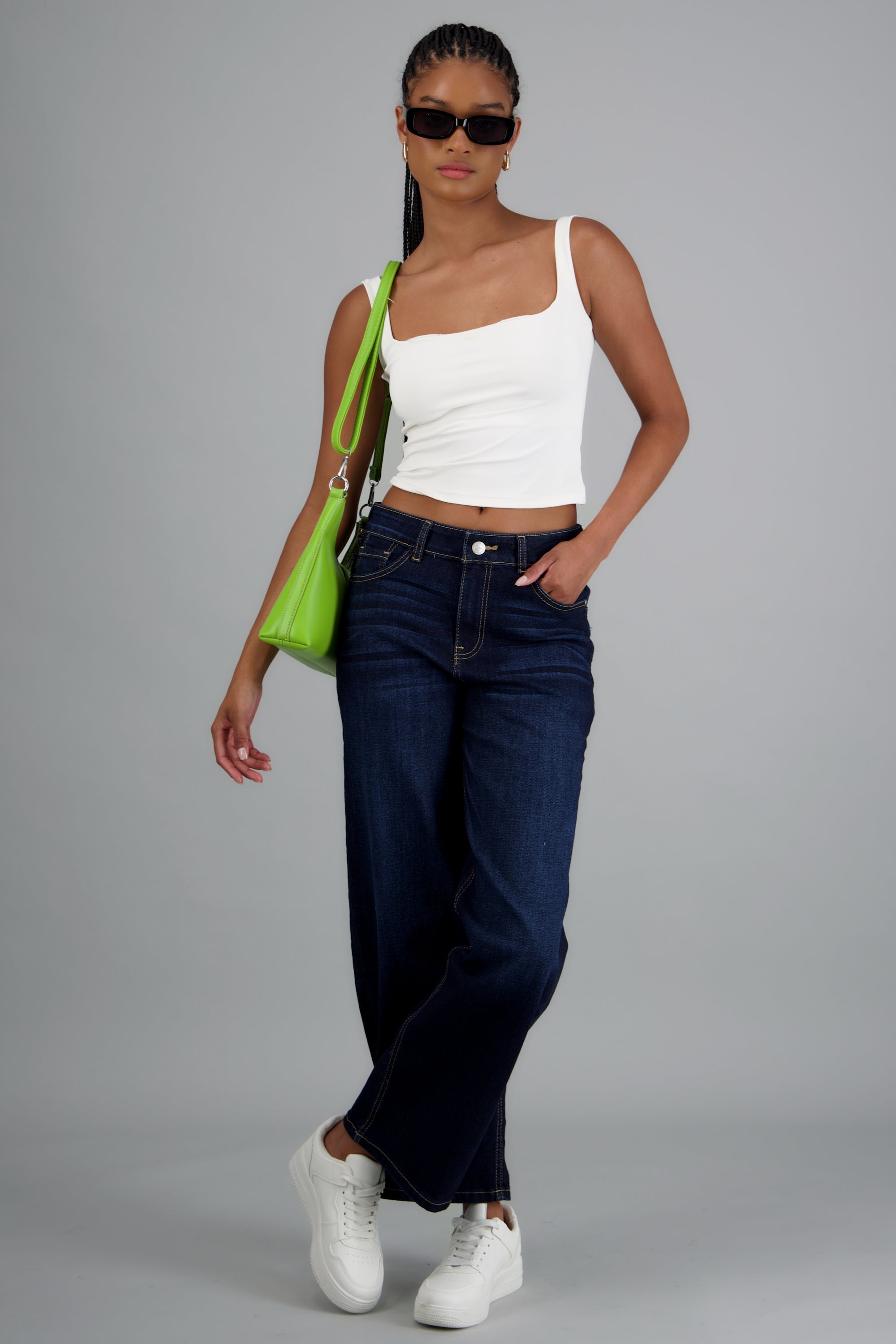 Jeans wide leg básicos DARK WASH