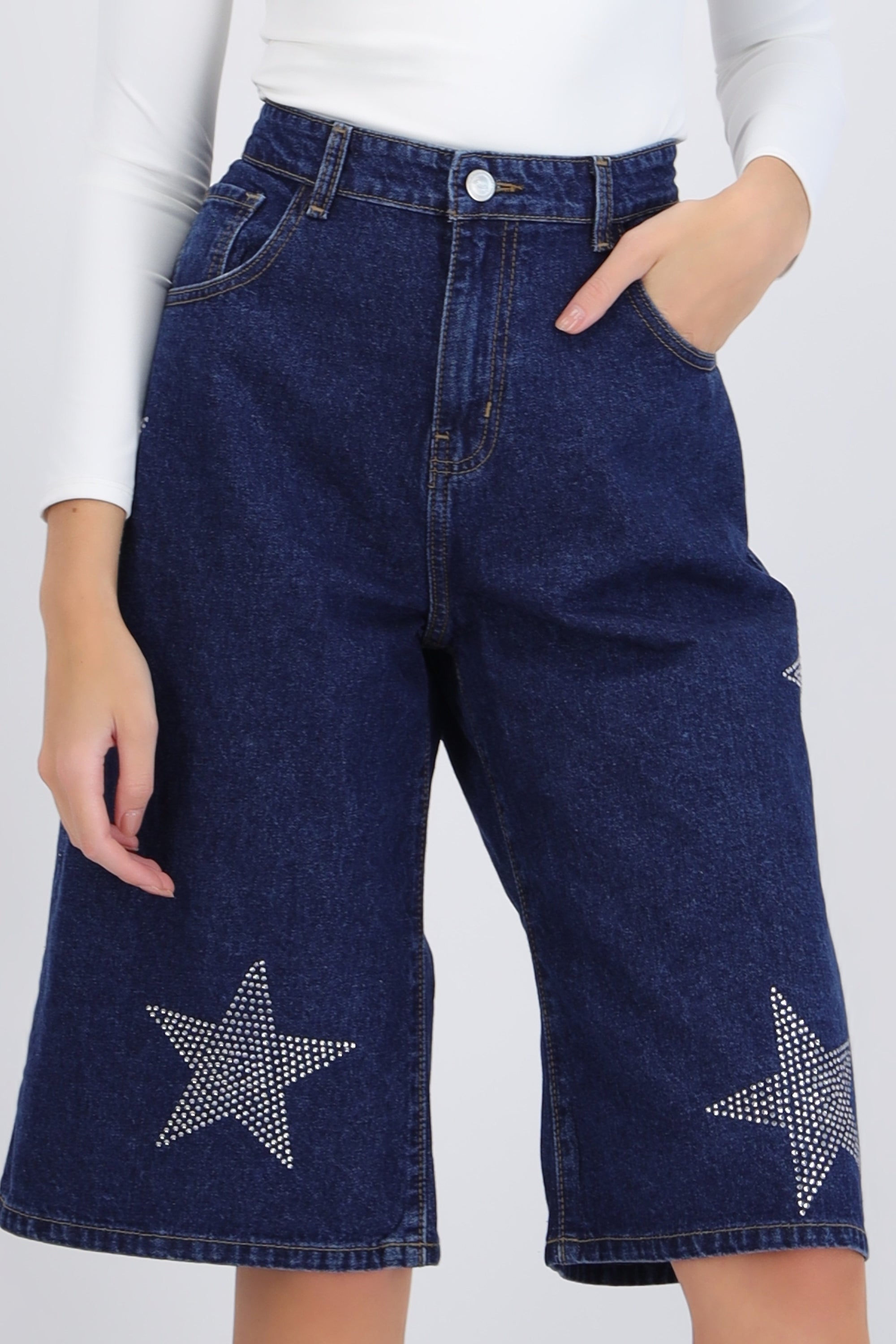 Bermuda denim estrellas brillos