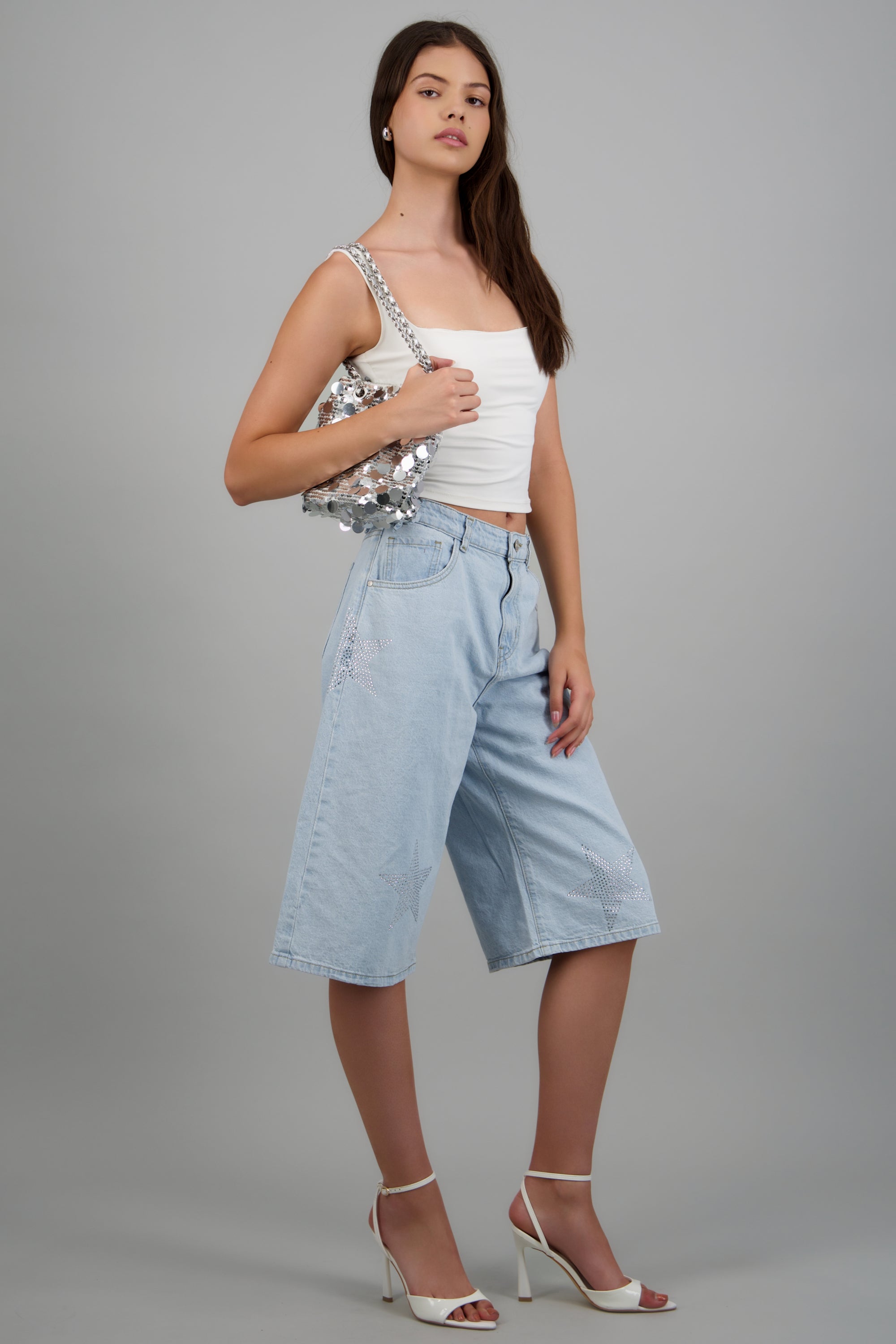Bermuda denim estrellas brillos BLEACHED
