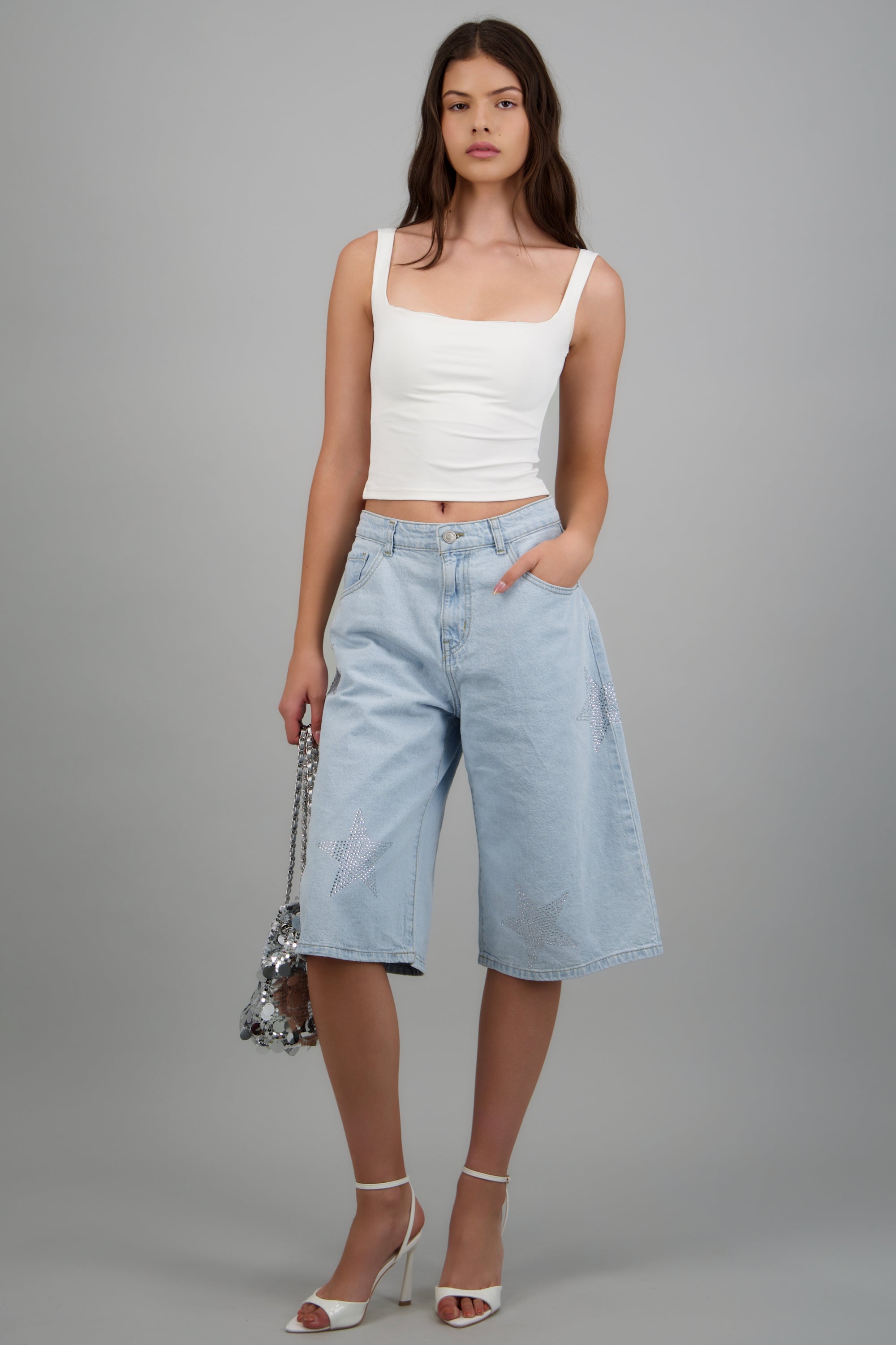 Bermuda denim estrellas brillos BLEACHED