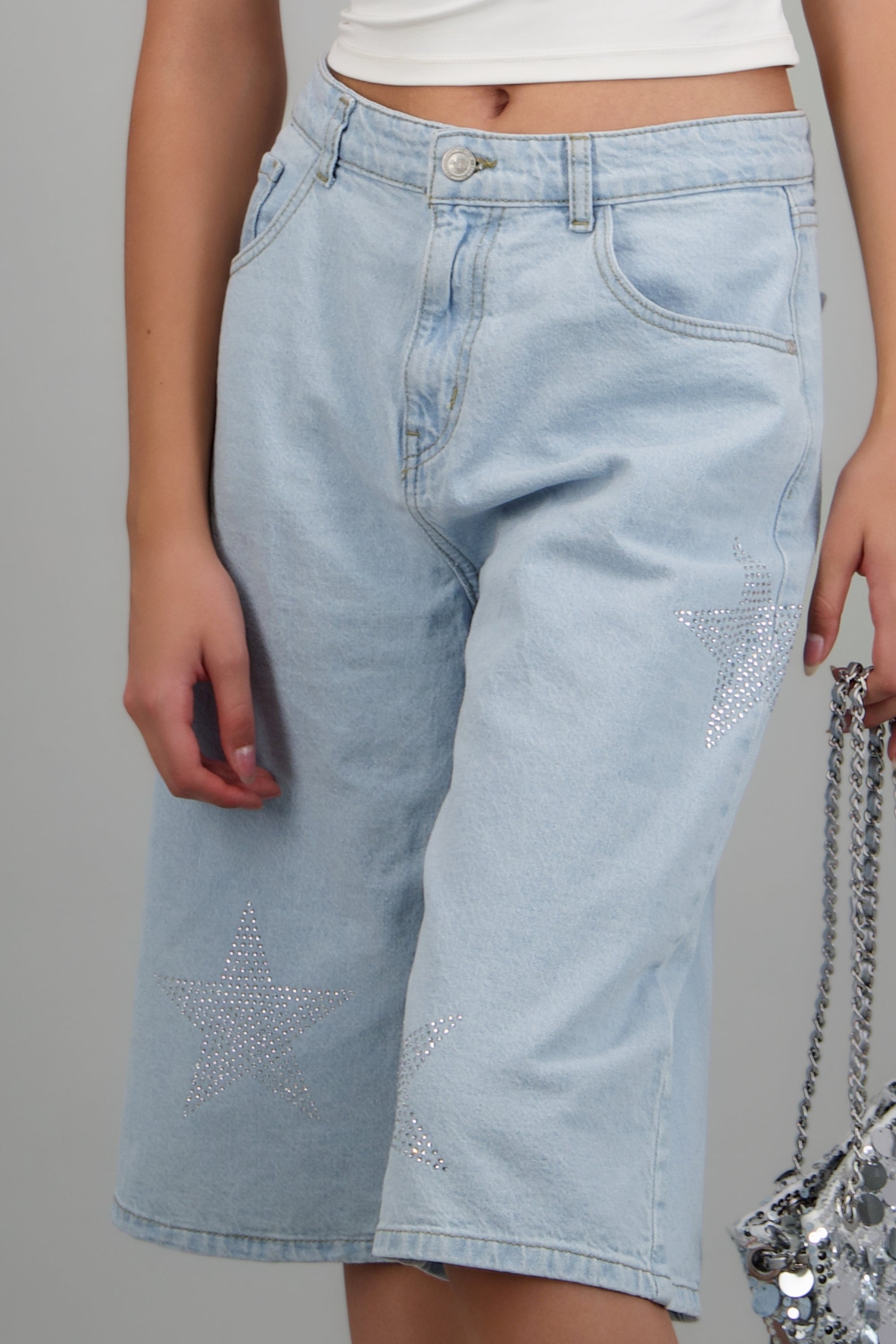 Bermuda denim estrellas brillos BLEACHED