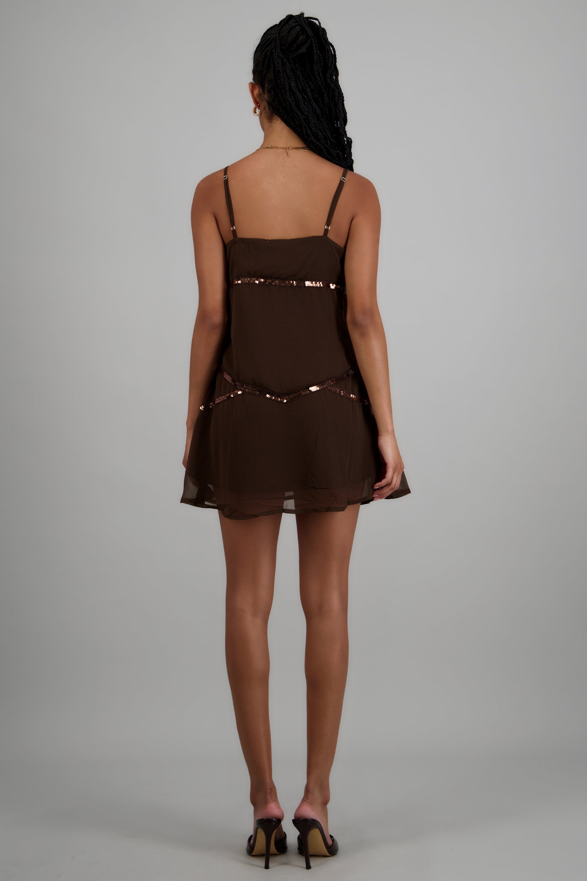 Vestido tirantes detalle lentejuela CAFE