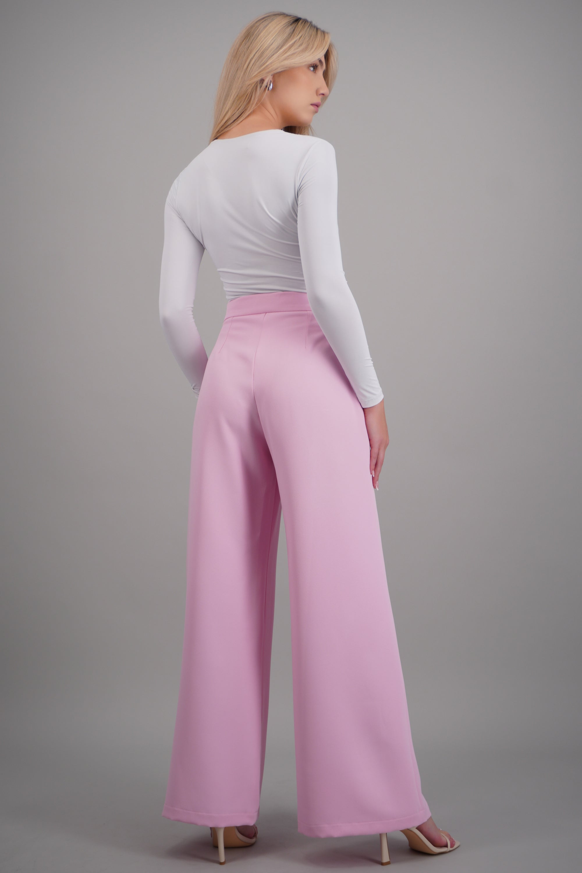 Pantalon caido amplio ROSA PASTEL