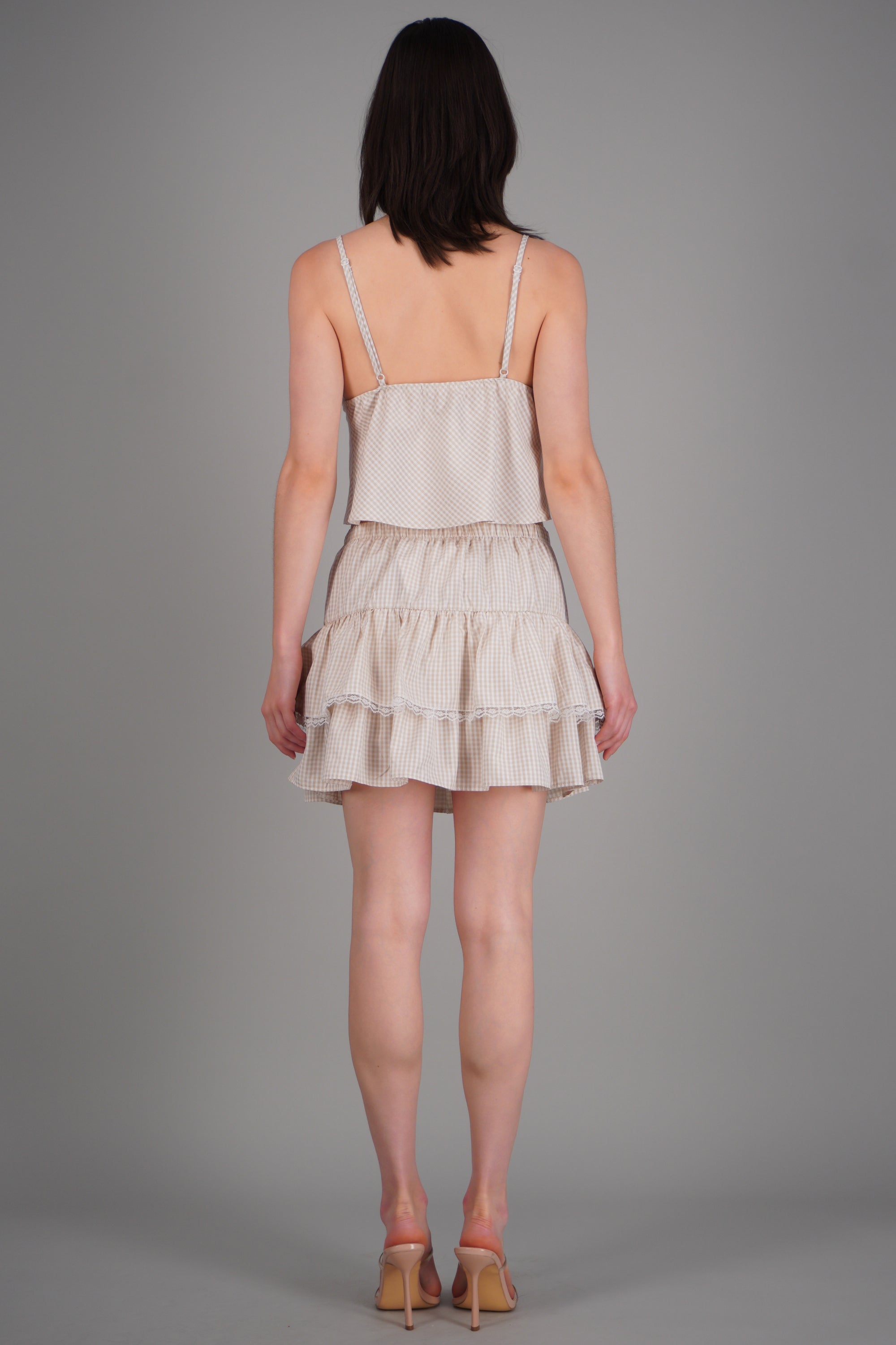 Falda mini cuadros BEIGE