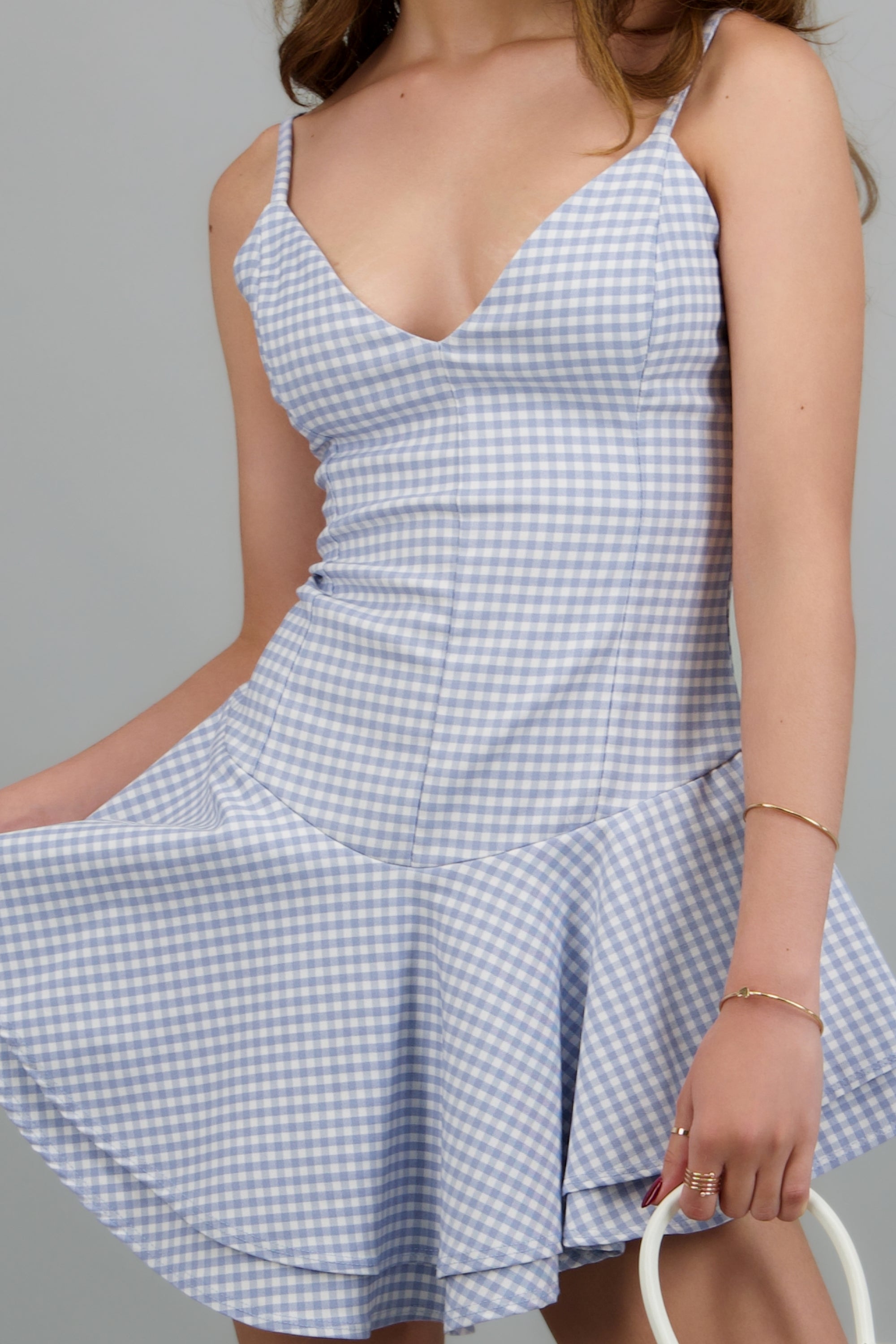 Vestido short corto gingham AZUL COMBO
