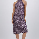 Vestido cuello alto amarre espalda polka dots