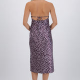 Vestido cuello alto amarre espalda polka dots
