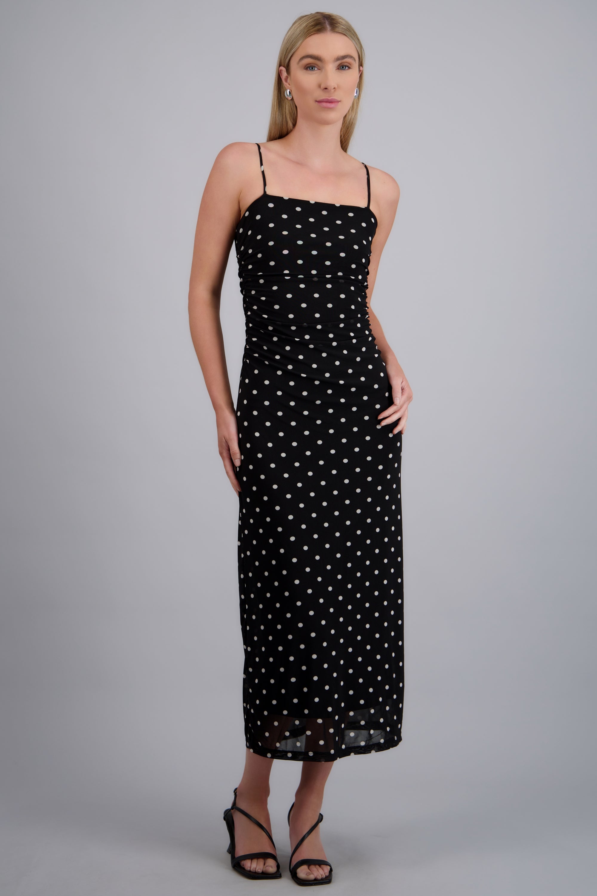 Vestido mesh polka dots NEGRO COMBO