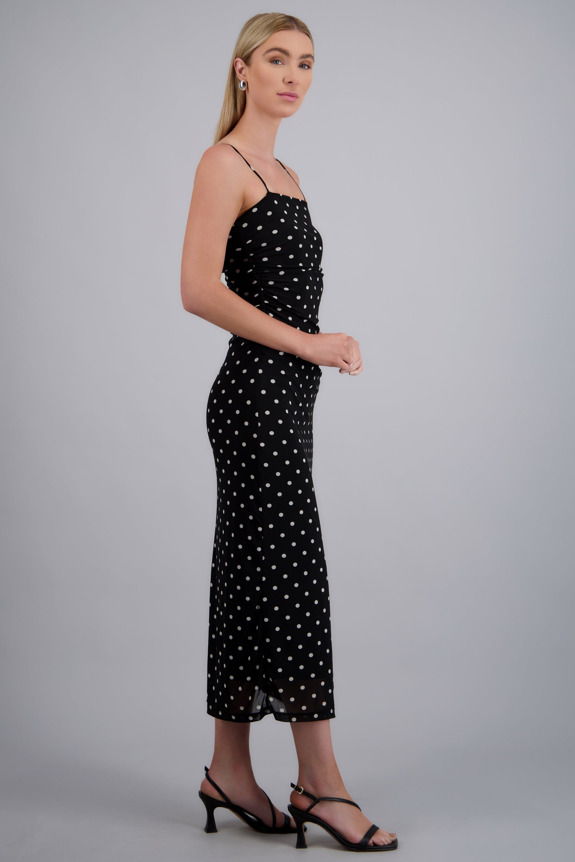 Vestido mesh polka dots NEGRO COMBO