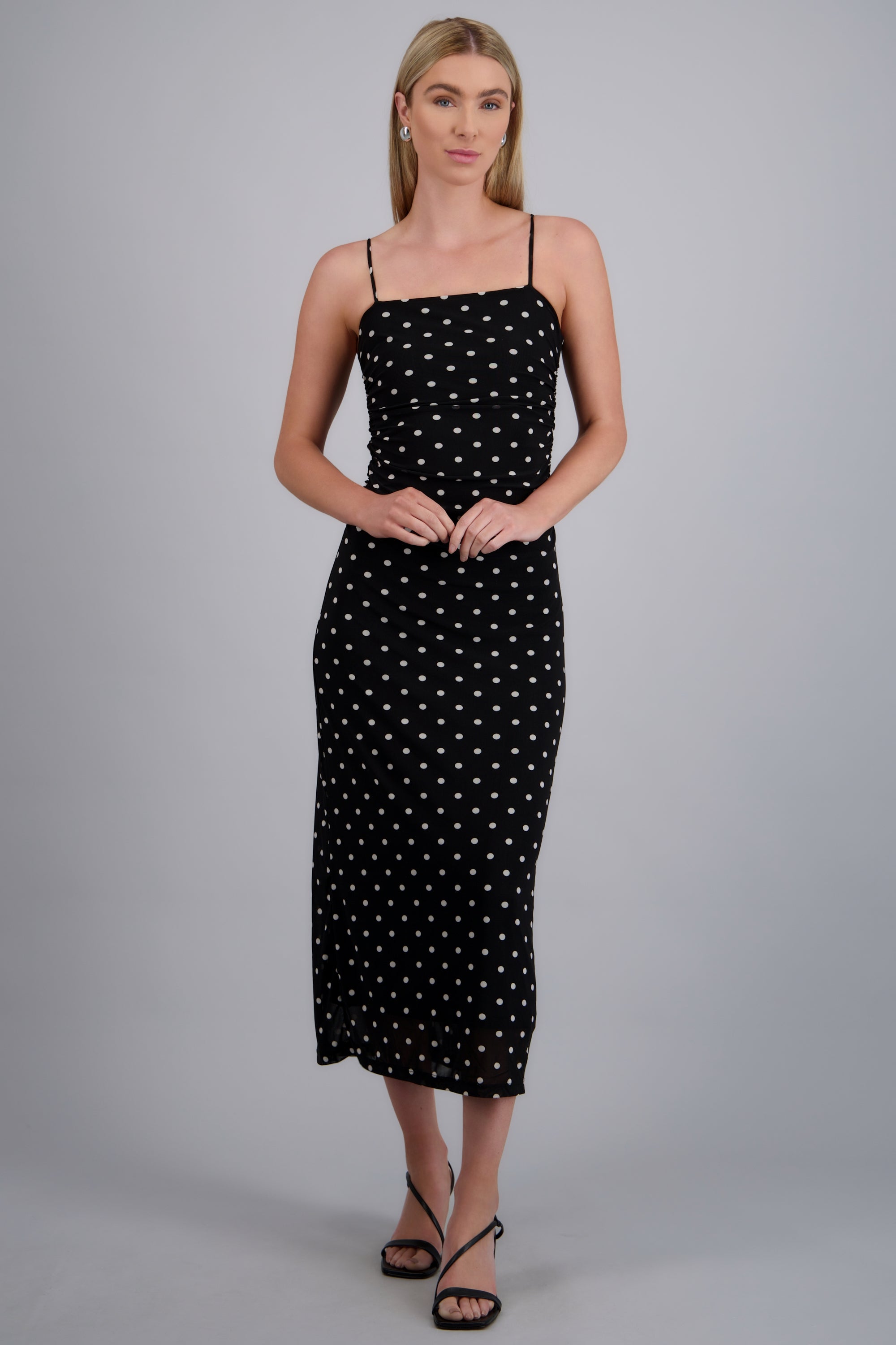 Vestido mesh polka dots NEGRO COMBO
