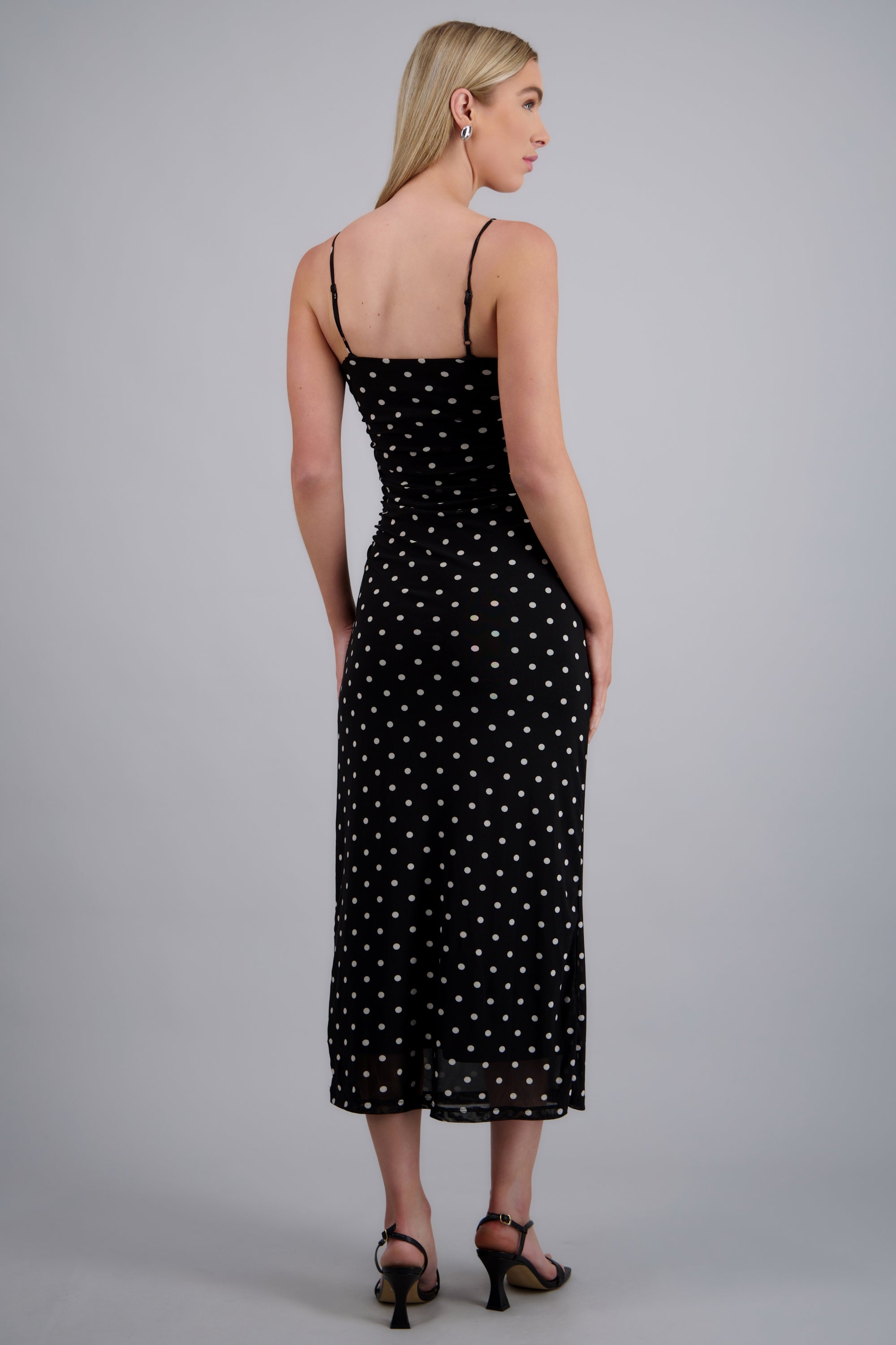 Vestido mesh polka dots NEGRO COMBO