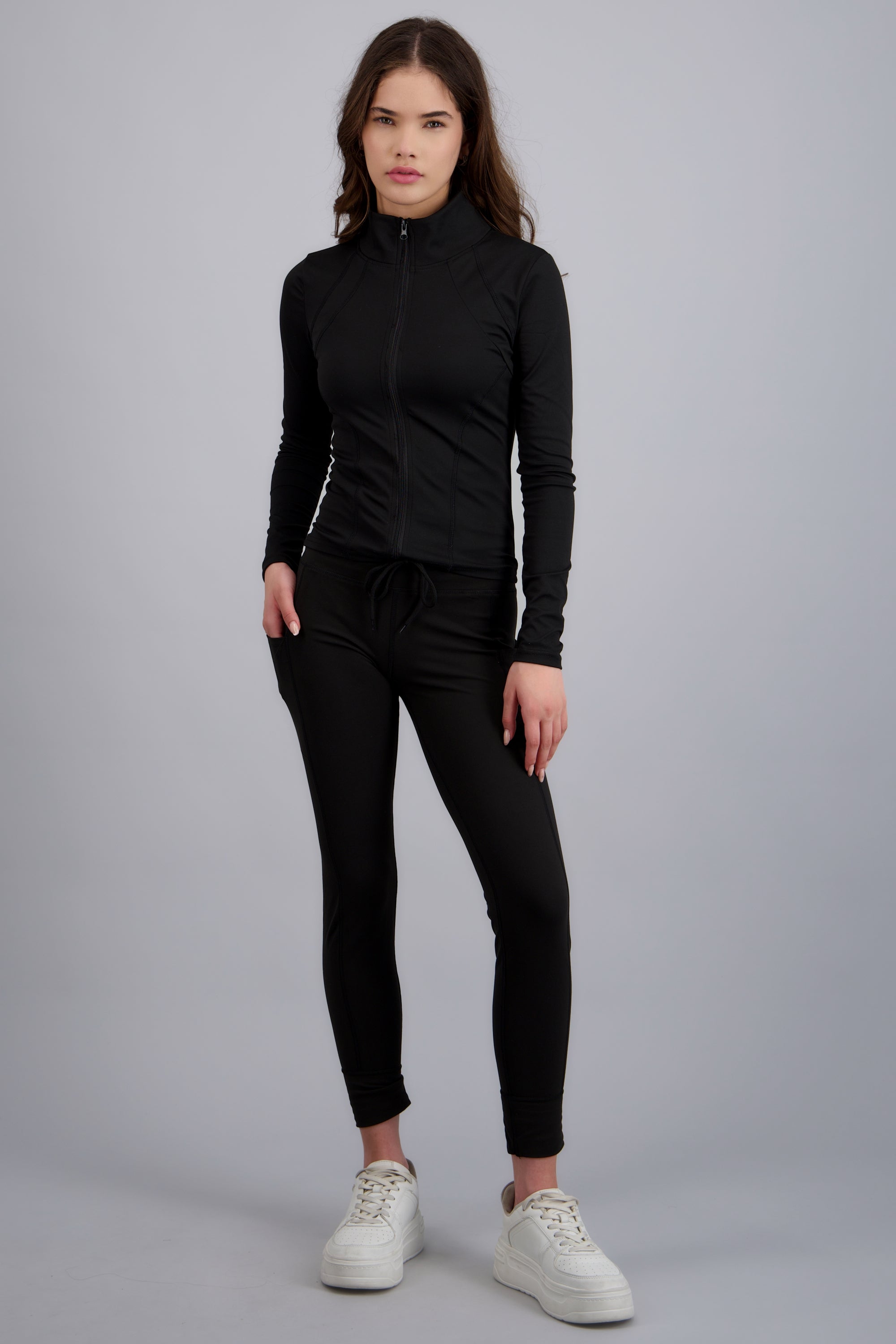 Leggings deportivos con jareta y bolsas NEGRO