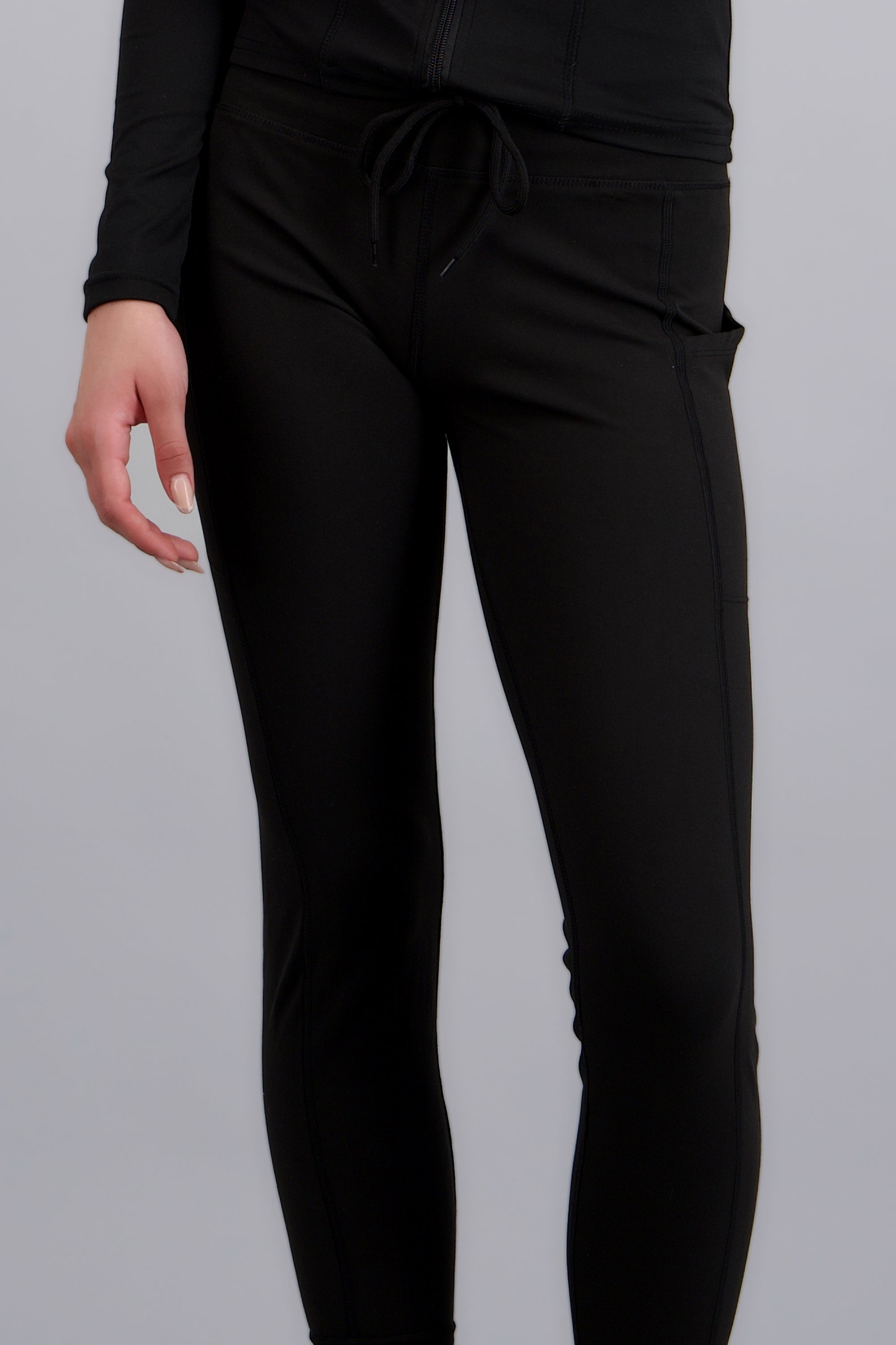 Leggings deportivos con jareta y bolsas NEGRO