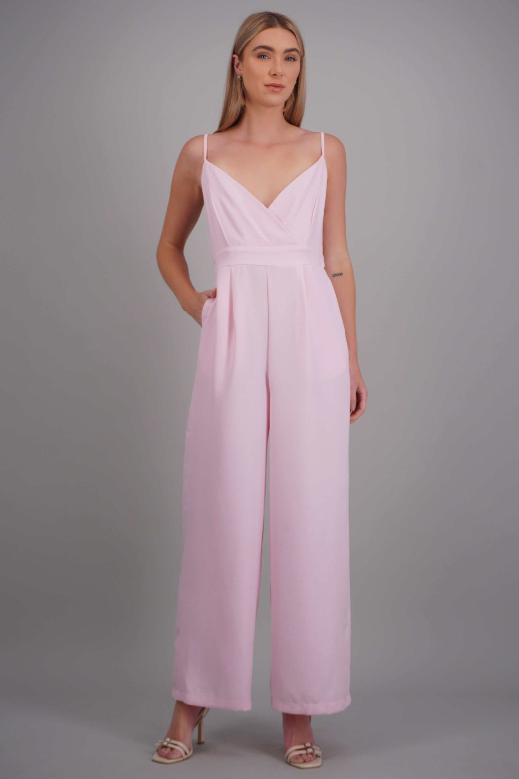 Jumpsuit cruzado tirantes detalle espalda ROSA PASTEL