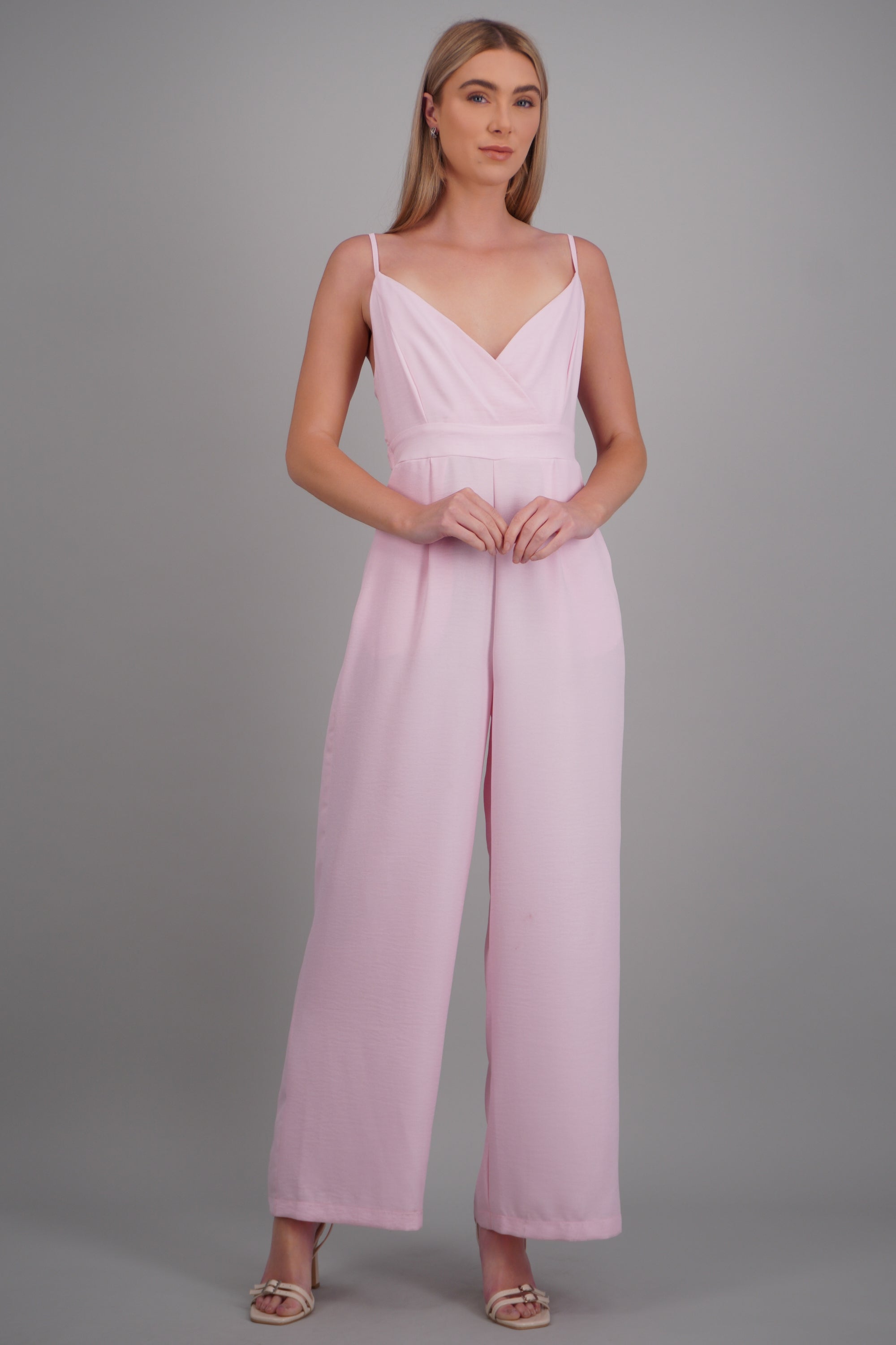 Jumpsuit cruzado tirantes detalle espalda ROSA PASTEL