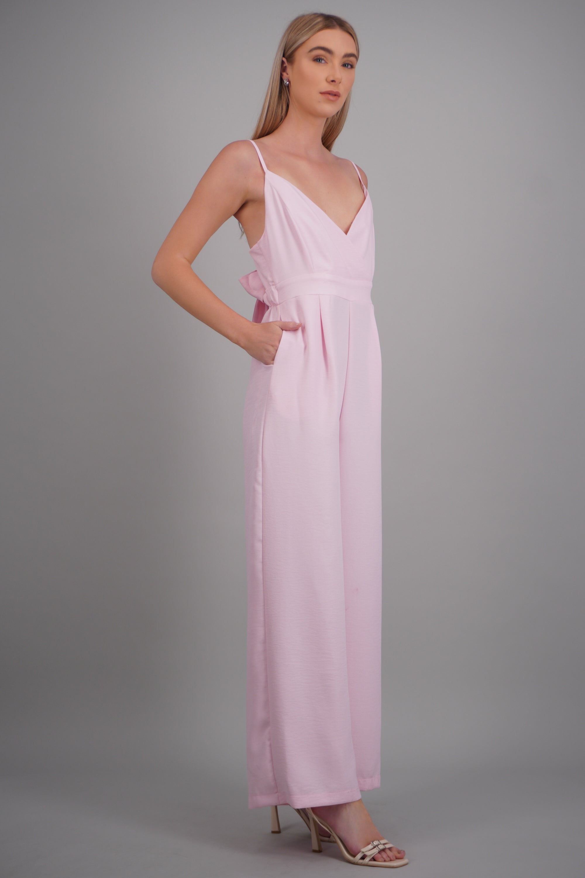 Jumpsuit cruzado tirantes detalle espalda ROSA PASTEL
