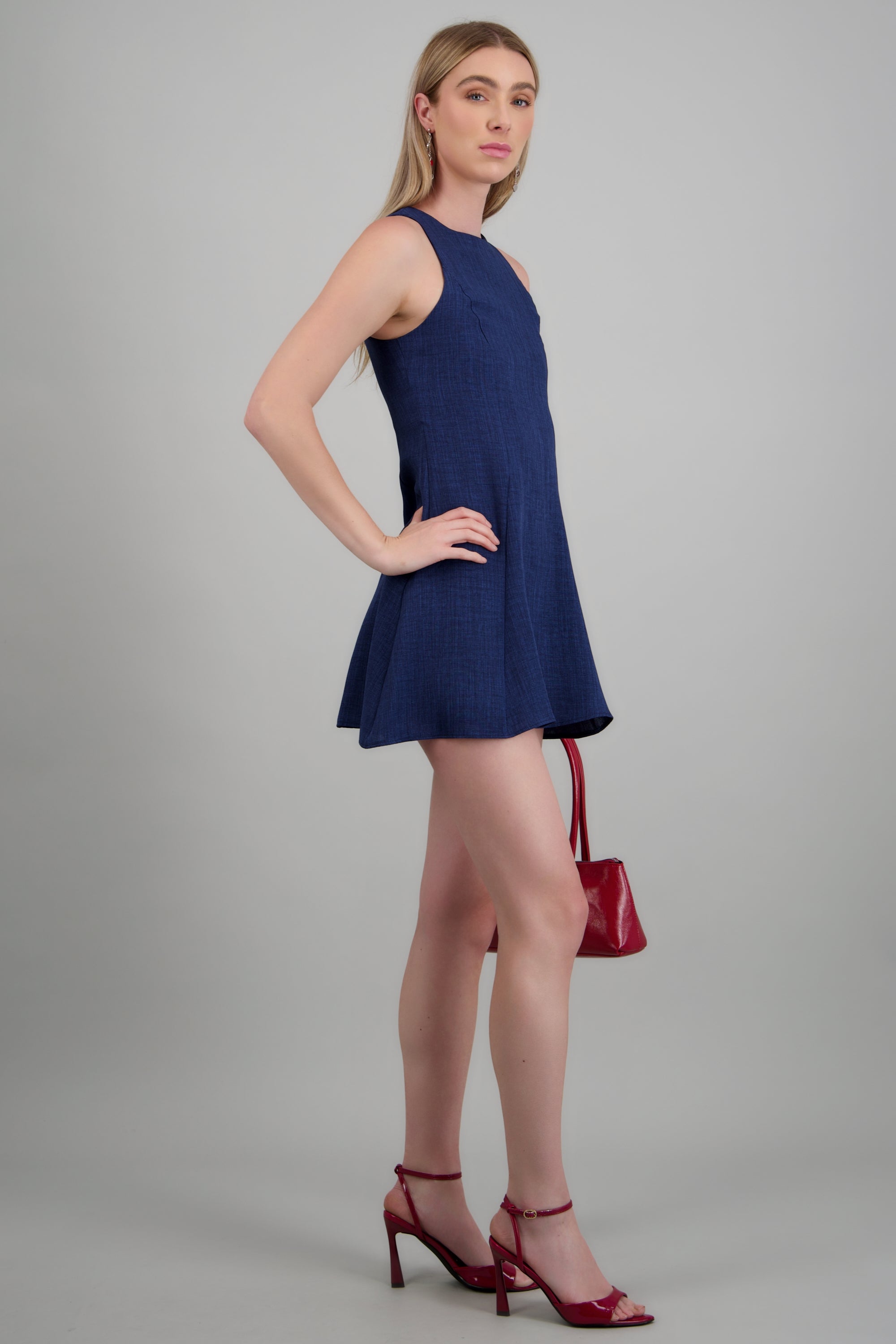 Vestido sin mangas escote redondo MARINO