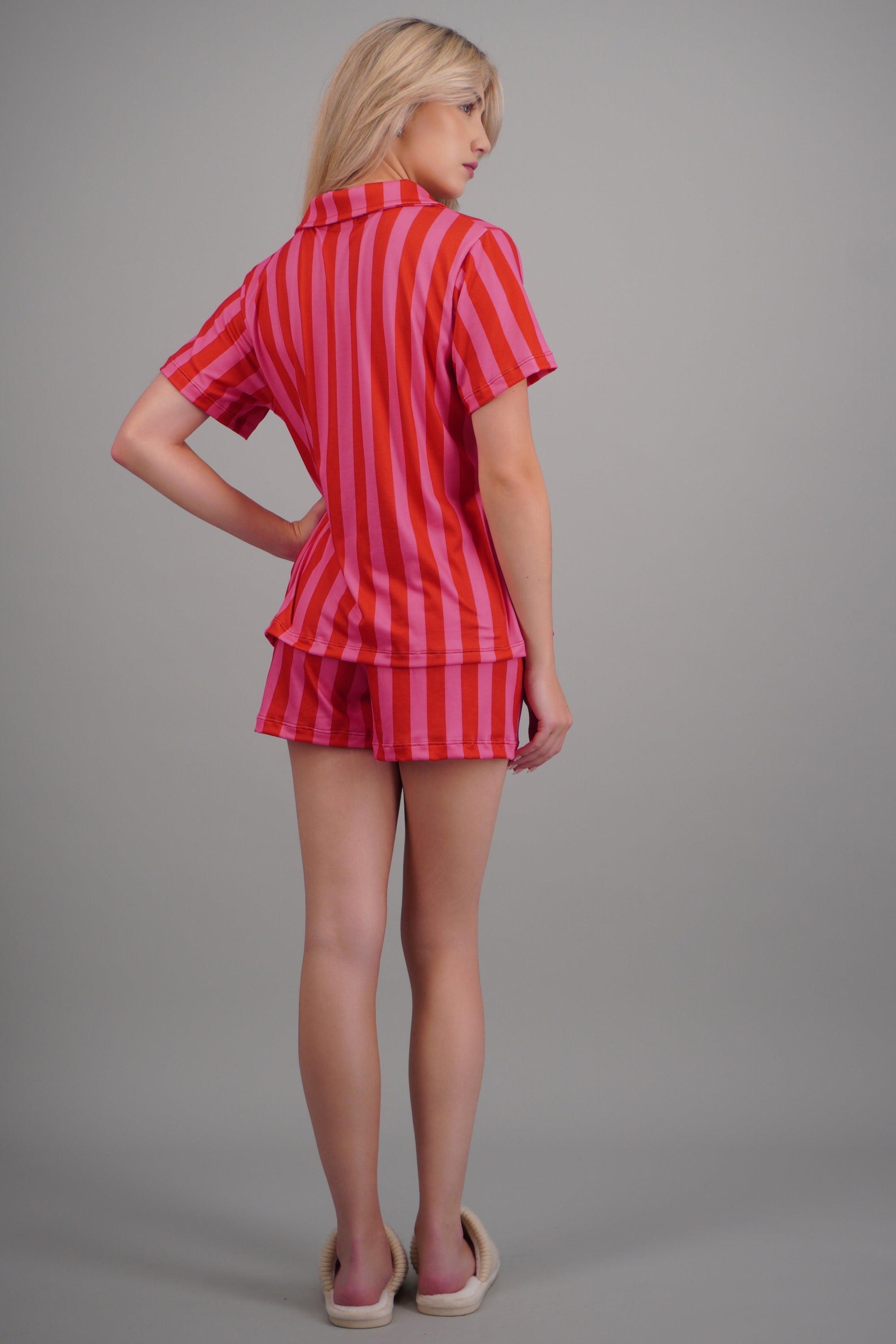 Pijama camisera short rayas ROSA COMBO