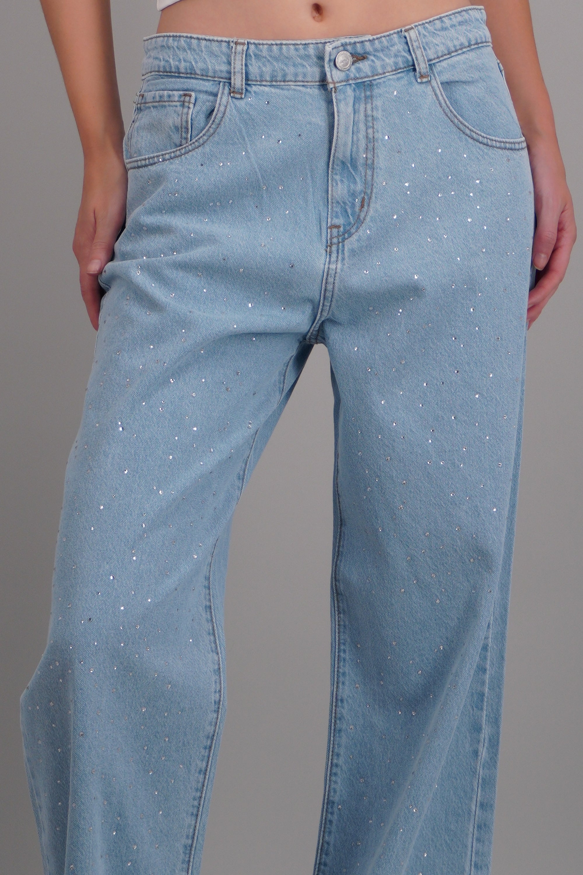 Jeans wide leg brillos LIGHT WASH