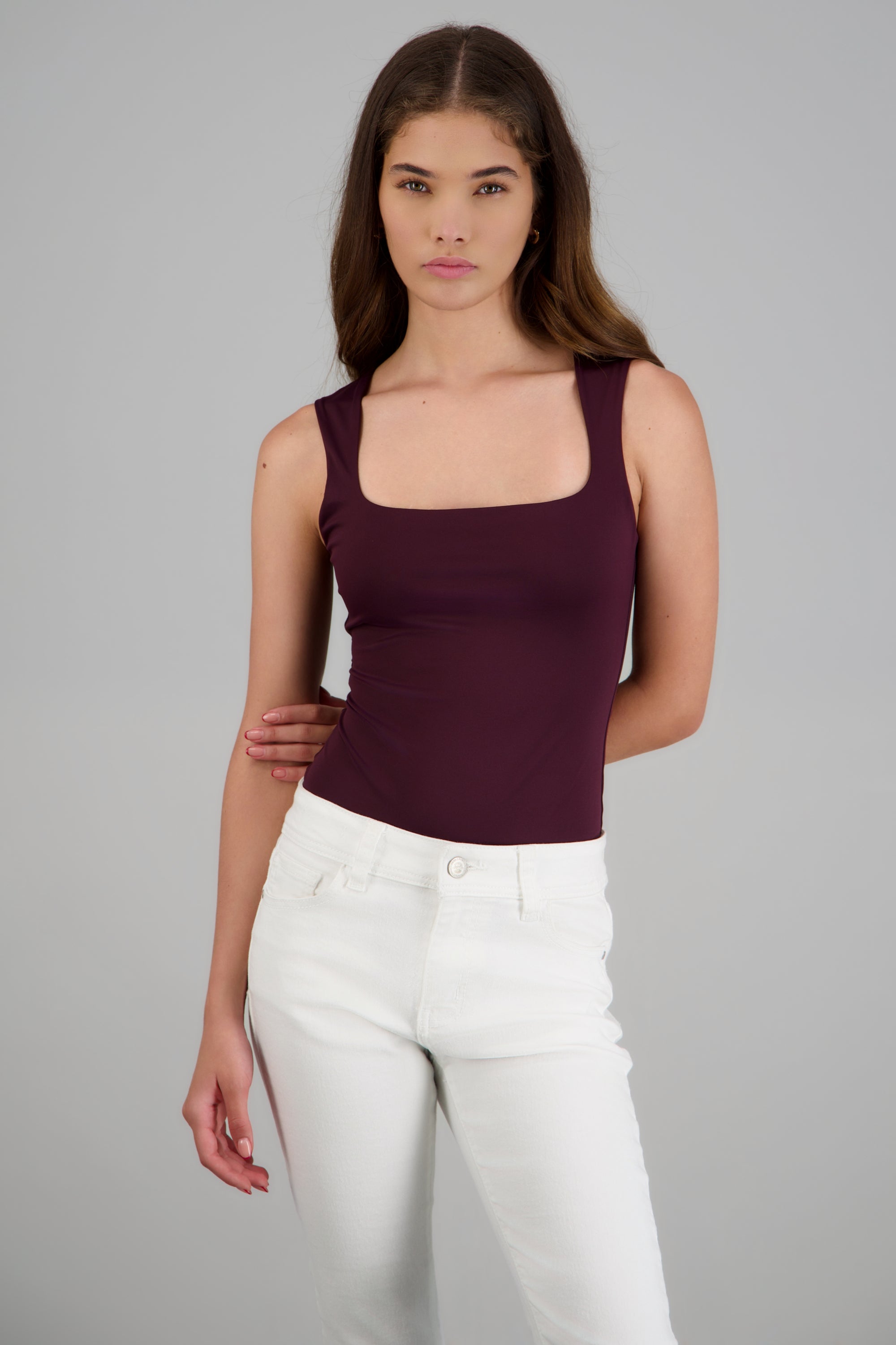 Bodysuit escote cuadrado tirante ancho CIRUELA