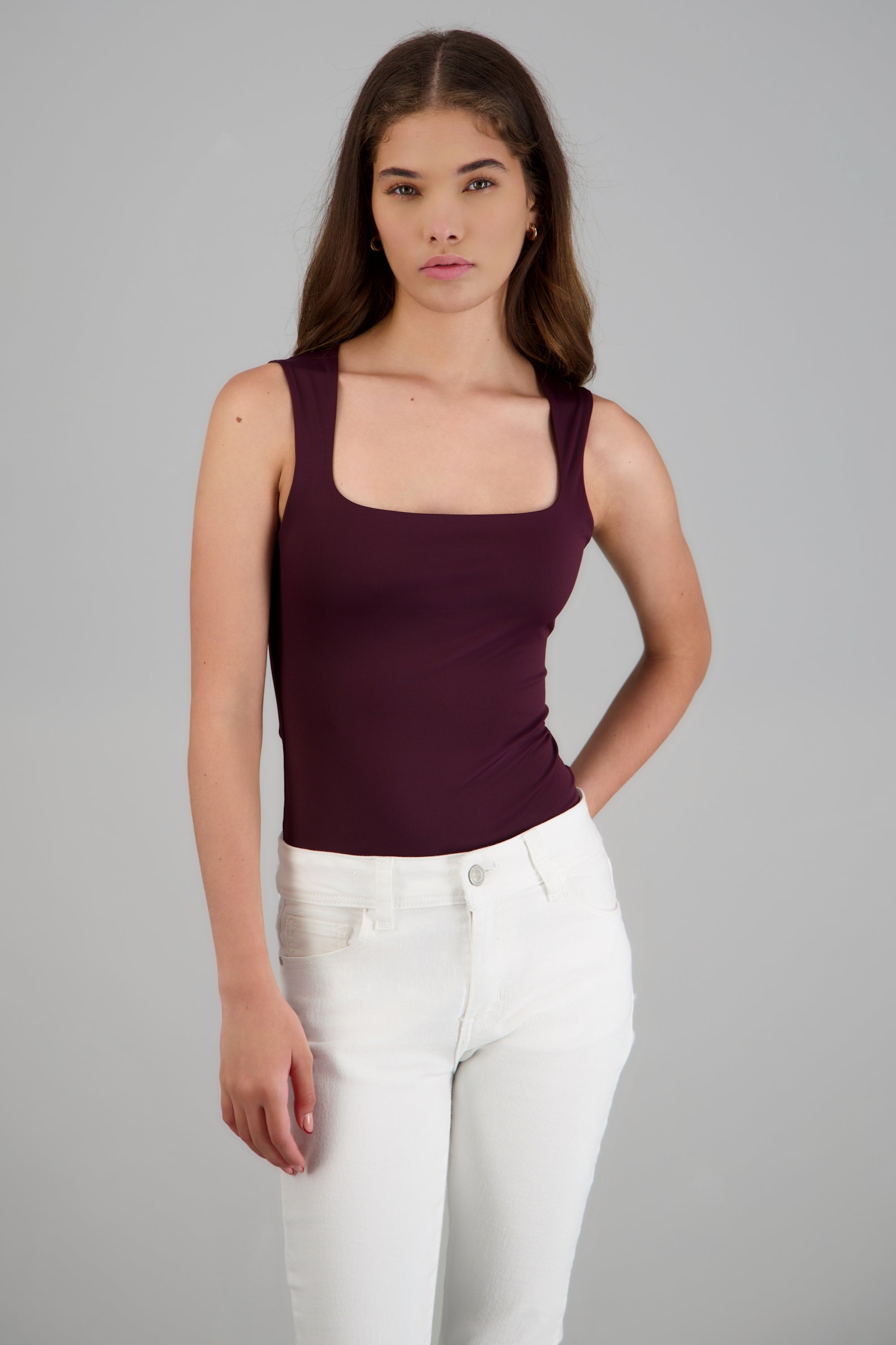 Bodysuit escote cuadrado tirante ancho CIRUELA