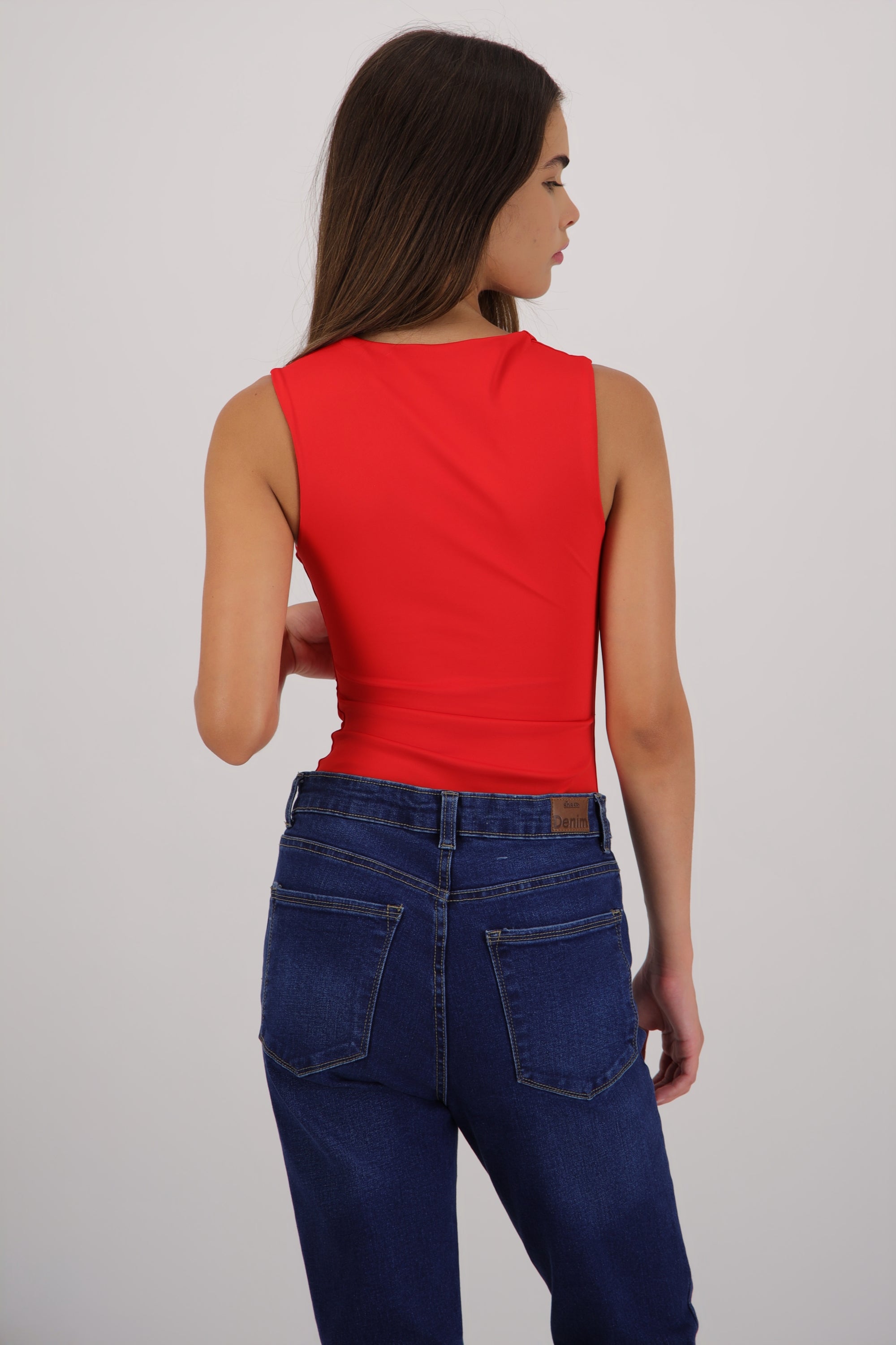 Bodysuit escote cuadrado tirante ancho ROJO