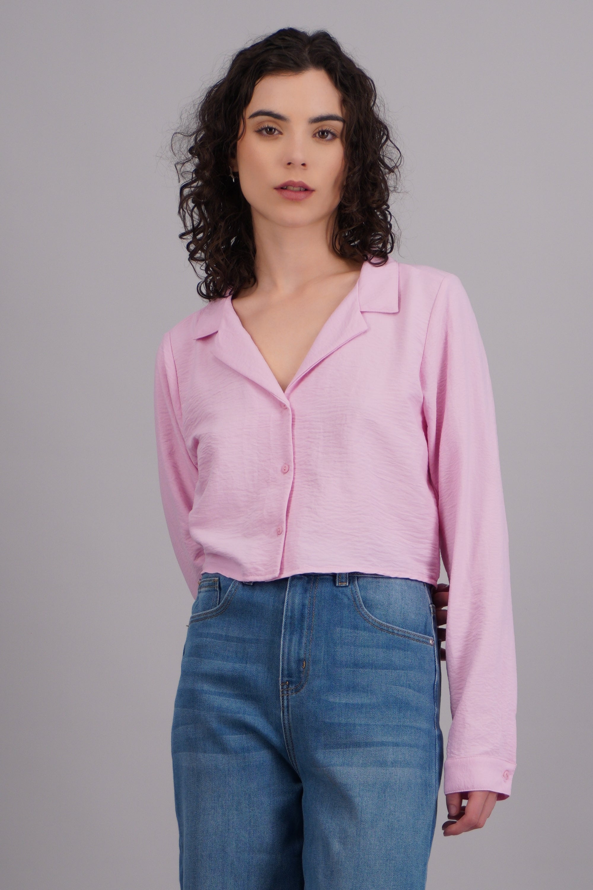 Camisa manga larga crop ROSA PASTEL