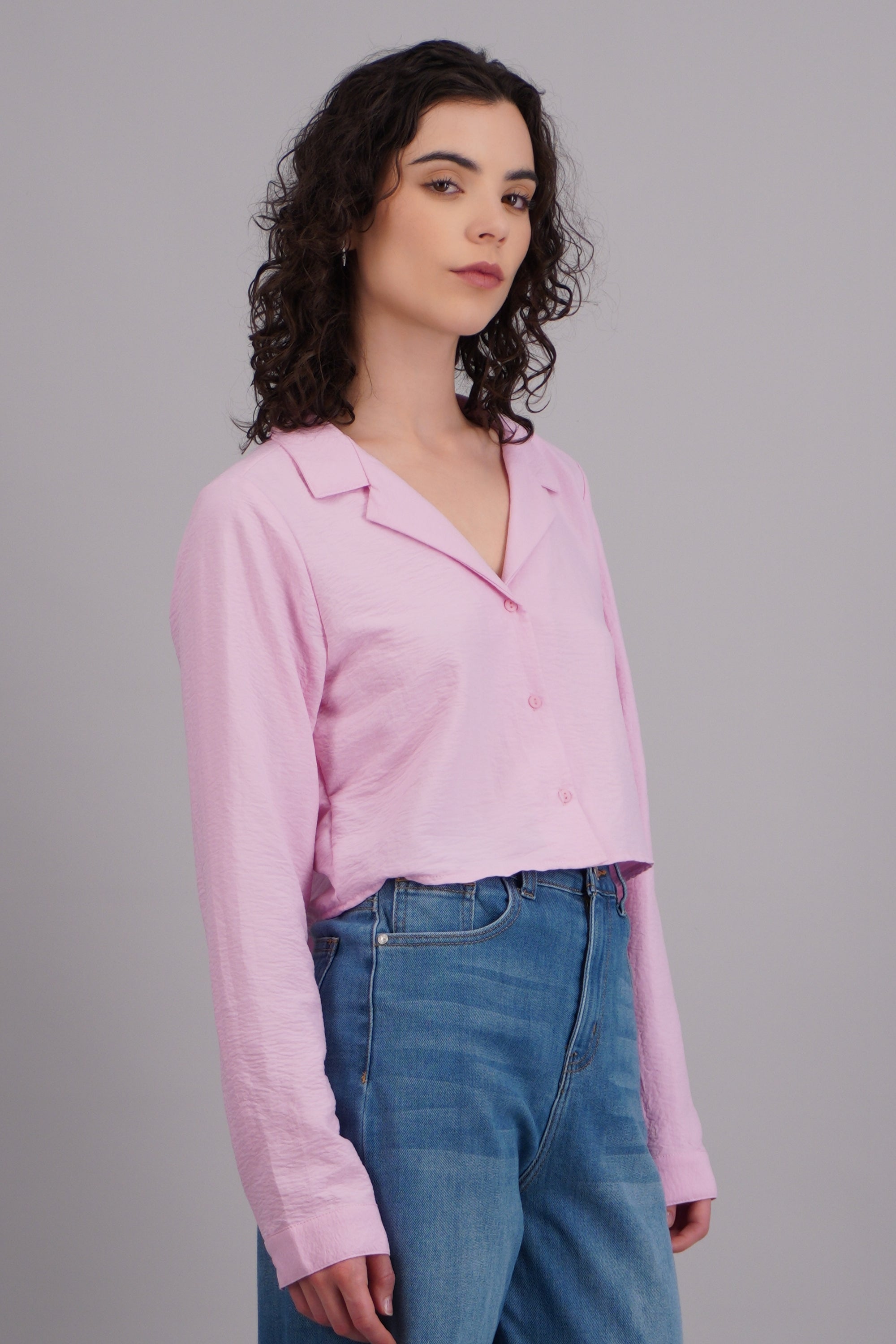 Camisa manga larga crop ROSA PASTEL