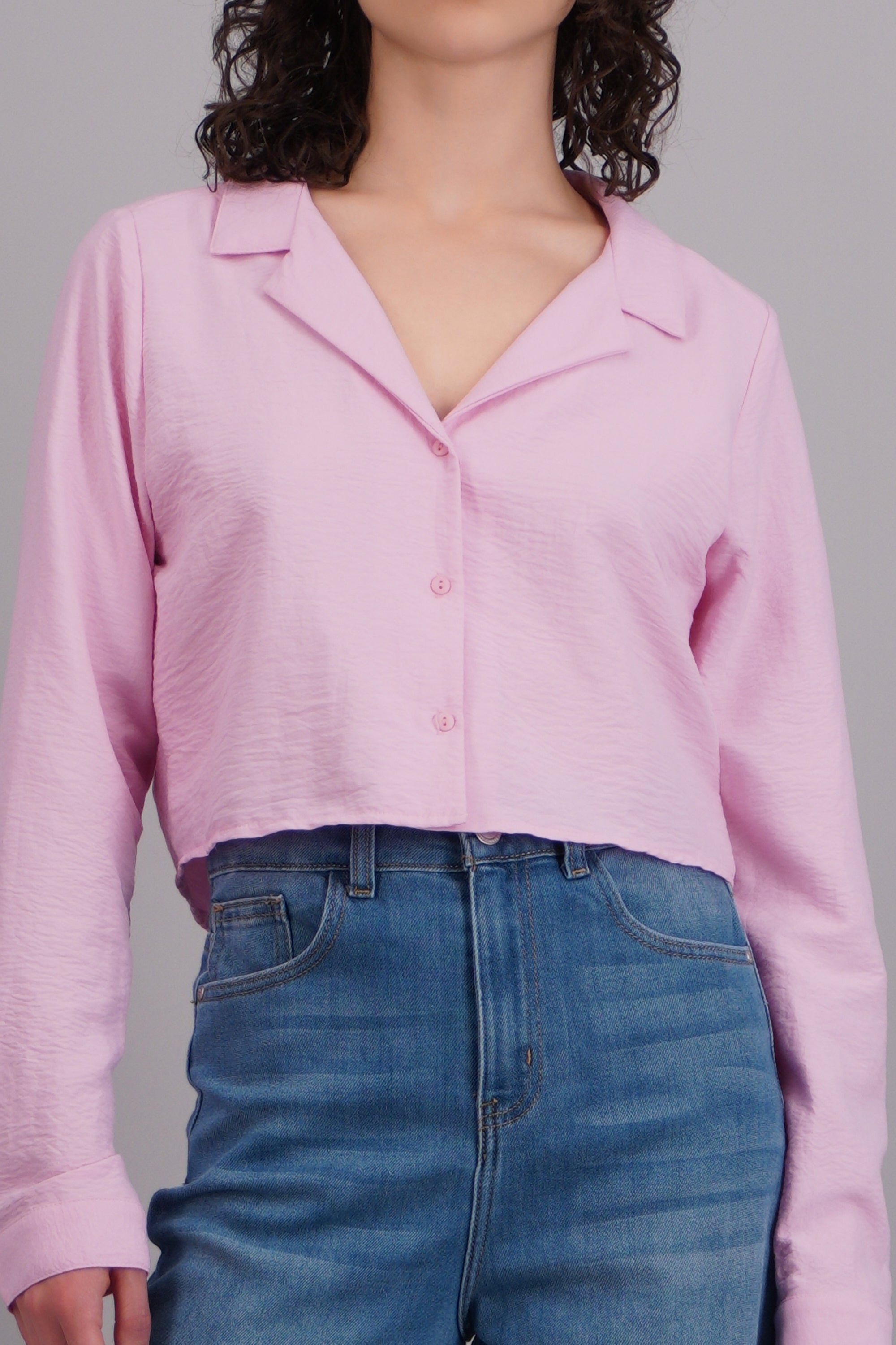 Camisa manga larga crop ROSA PASTEL