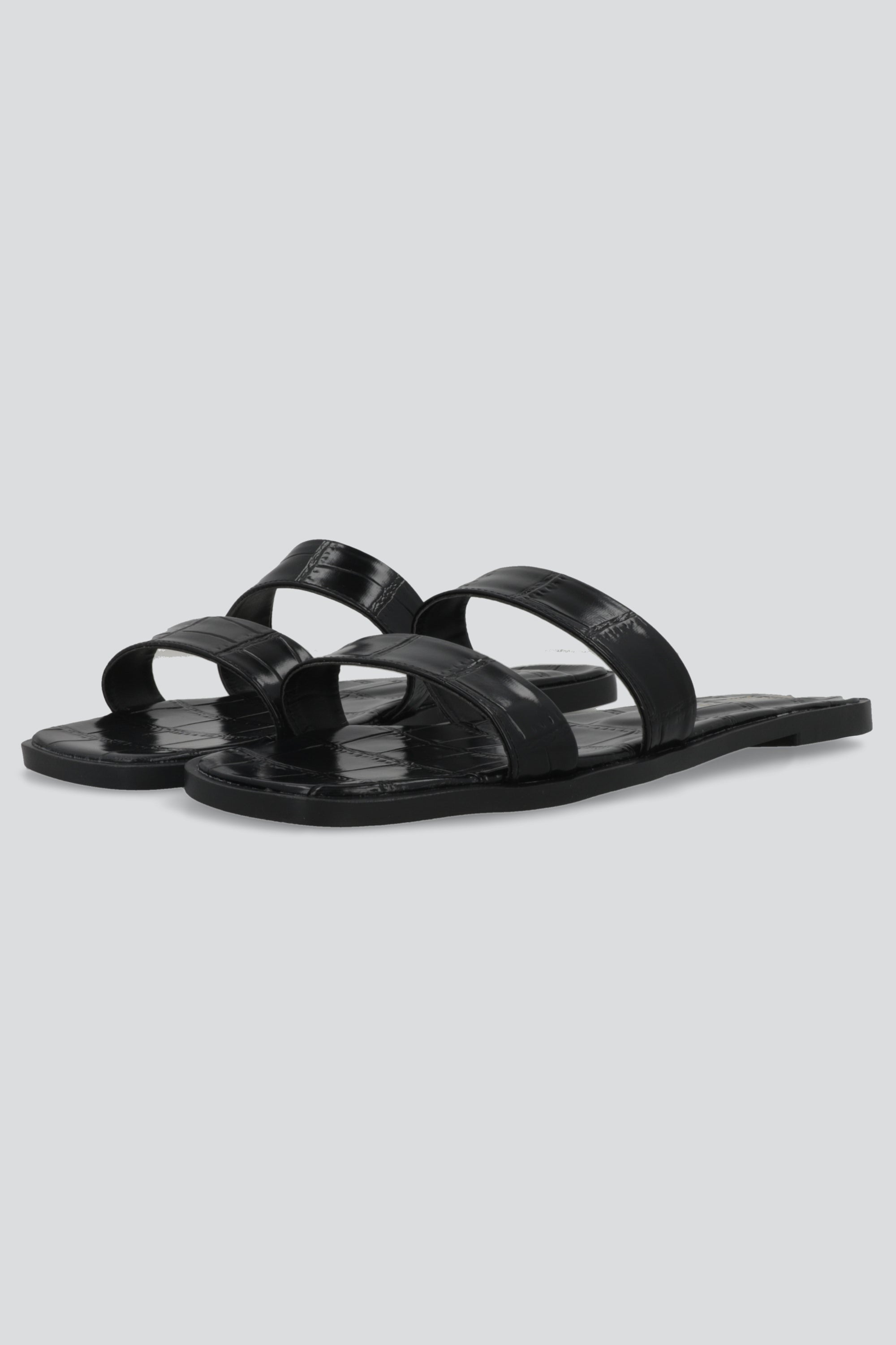 Sandalia dos tiras croco NEGRO