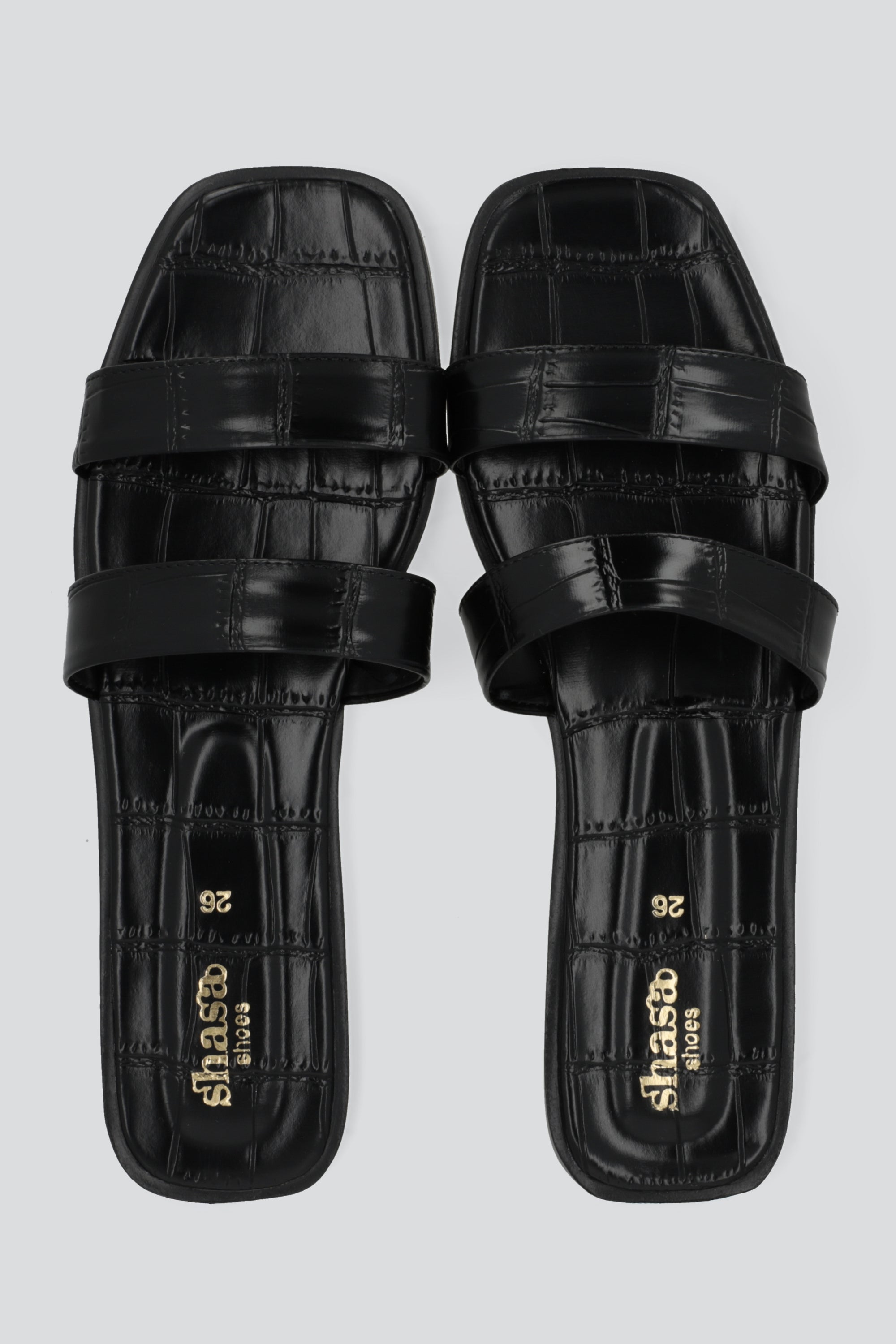 Sandalia dos tiras croco NEGRO