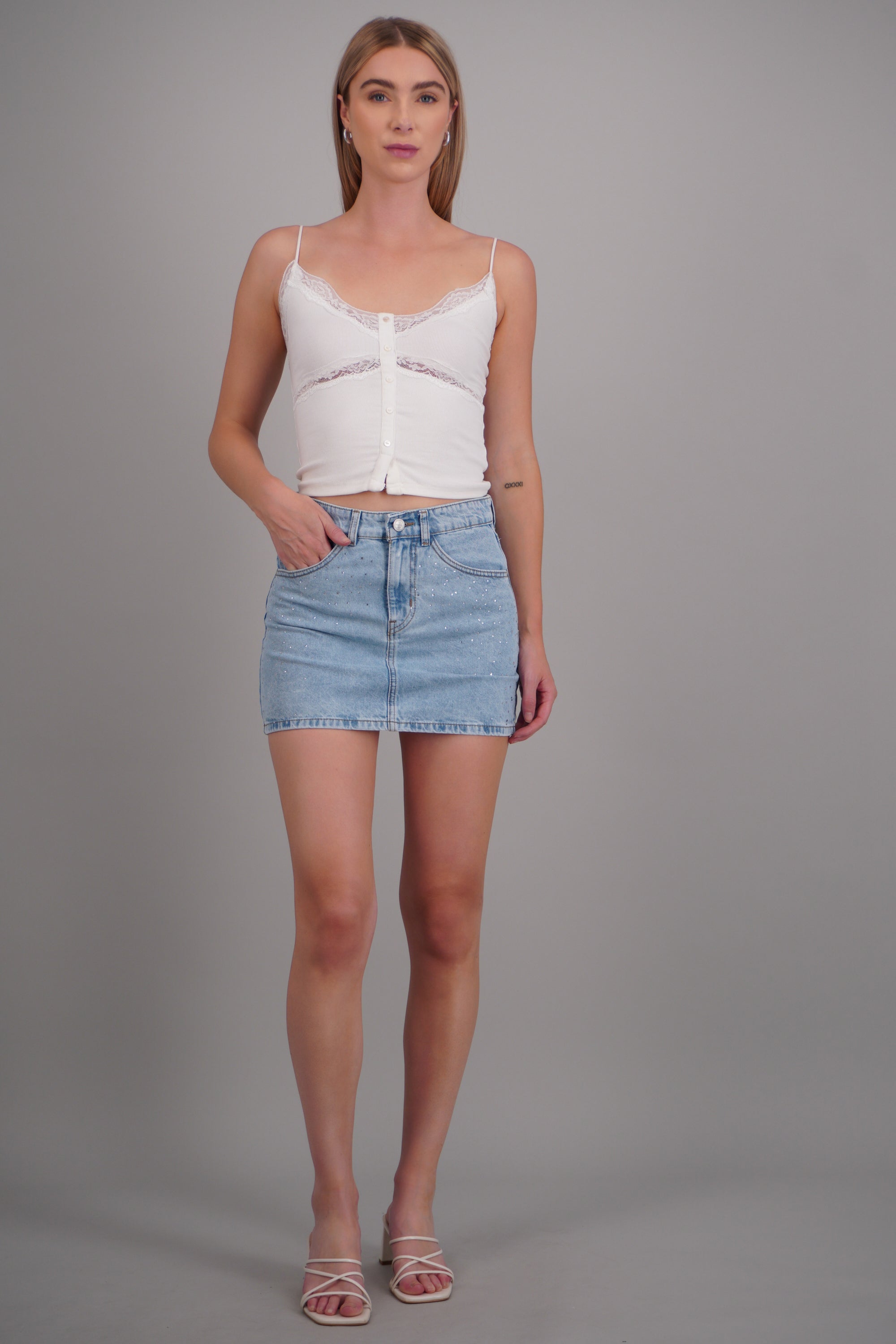 Mini falda brillos LIGHT WASH