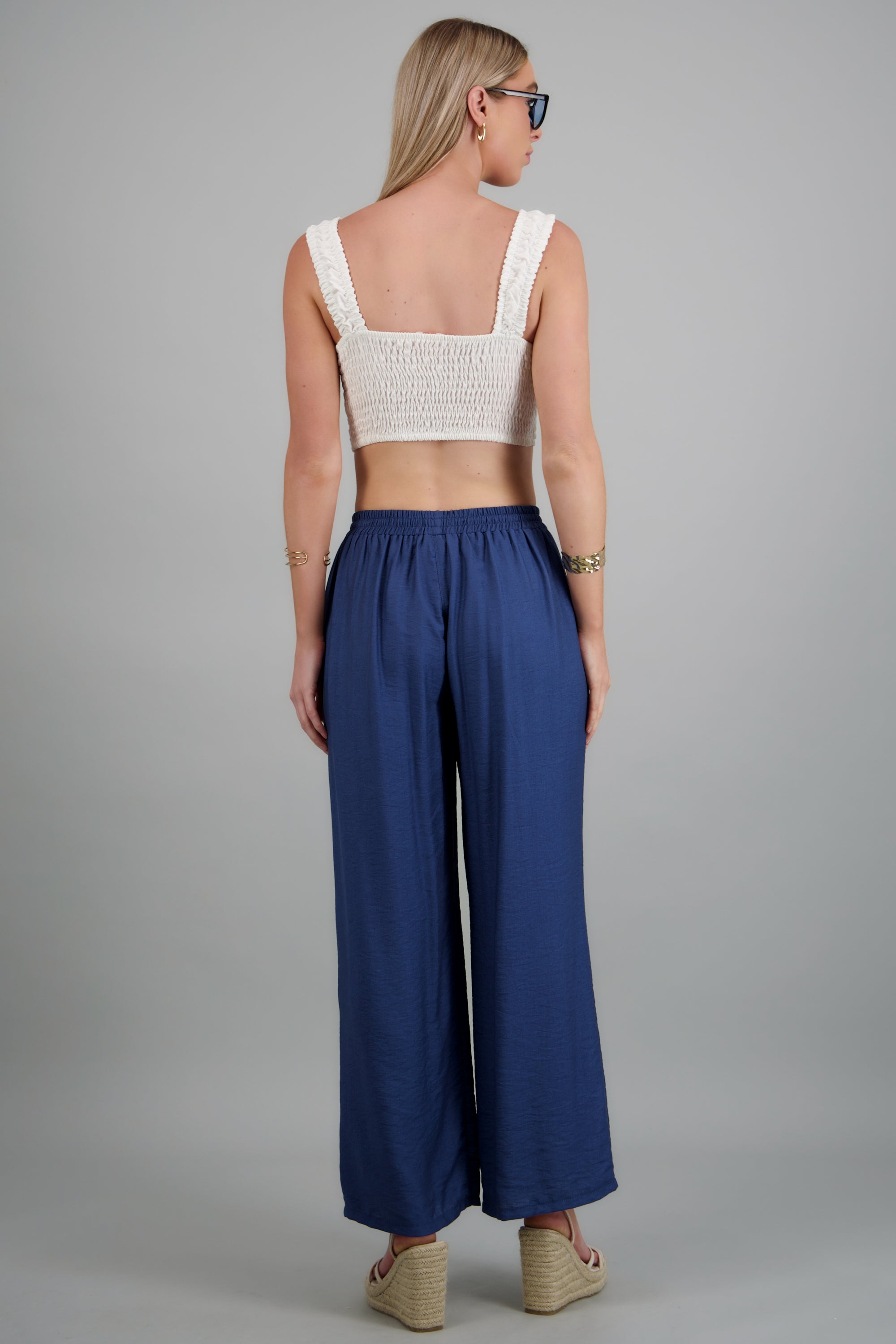 Pantalon amplio liso con resorte MARINO