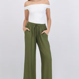 Pantalón amplio liso con resorte