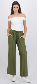 Pantalón amplio liso con resorte