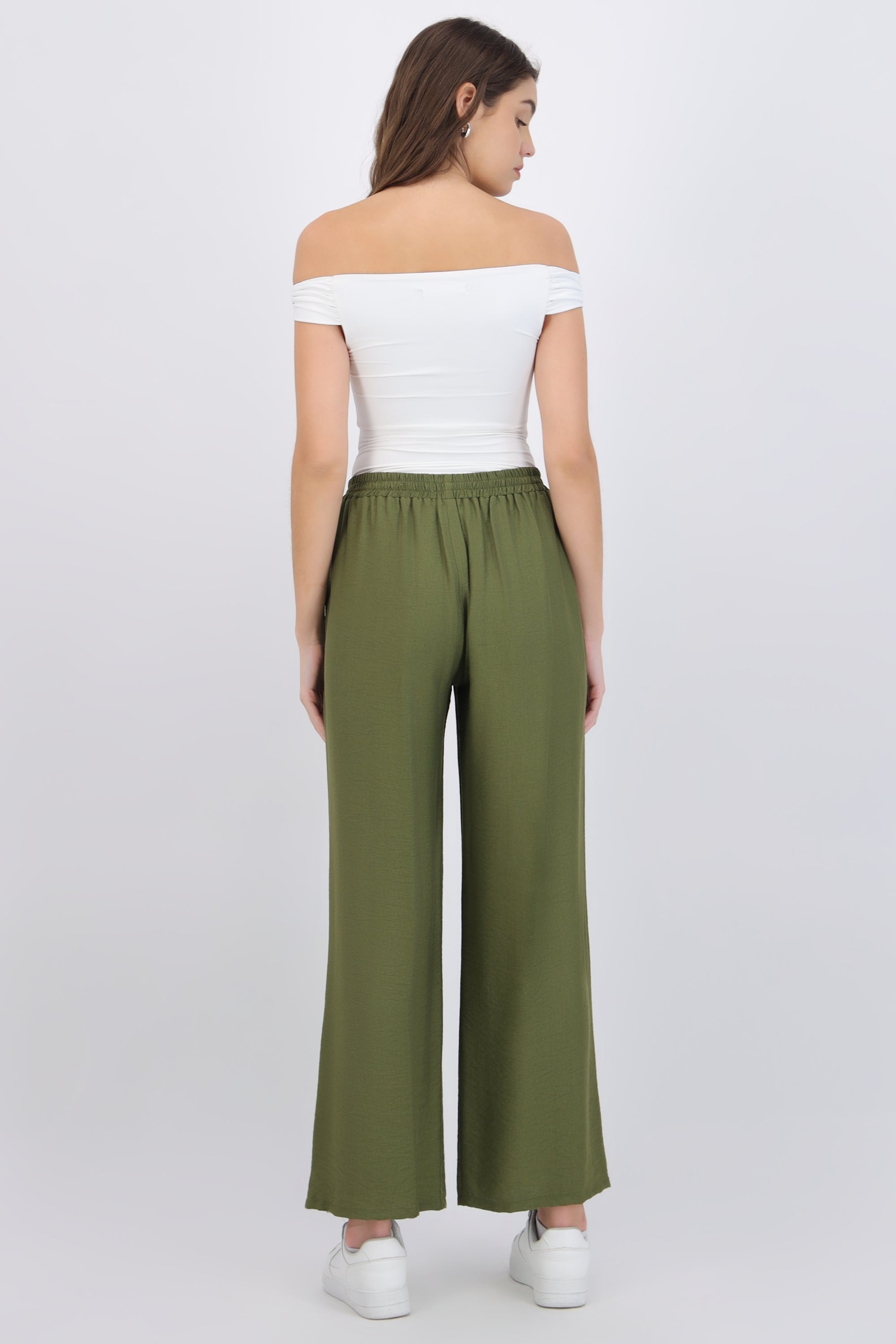 Pantalón amplio liso con resorte