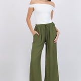 Pantalón amplio liso con resorte