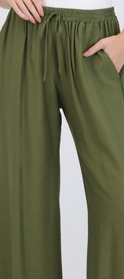 Pantalón amplio liso con resorte