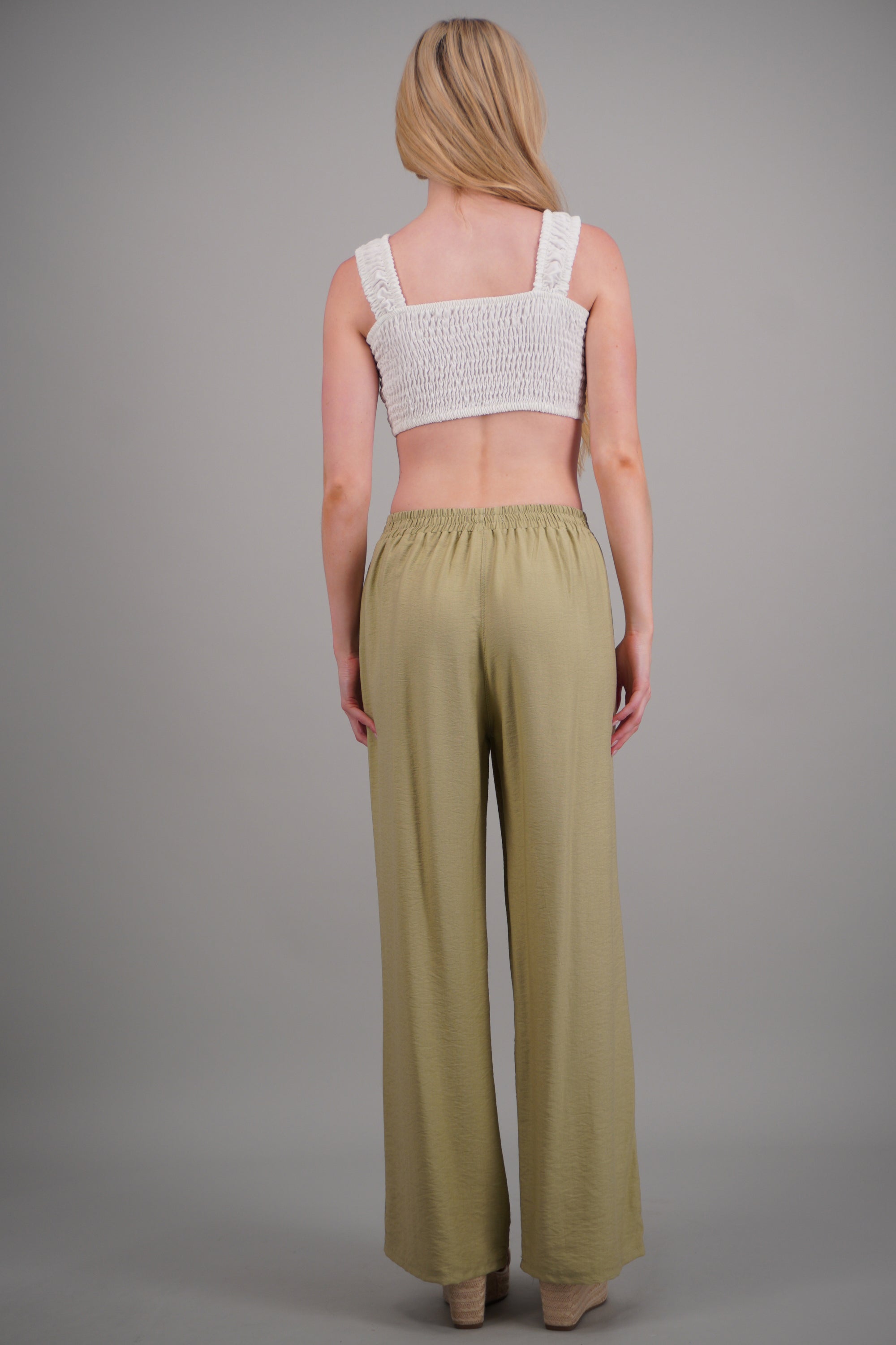 Pantalon amplio liso con resorte SAGE