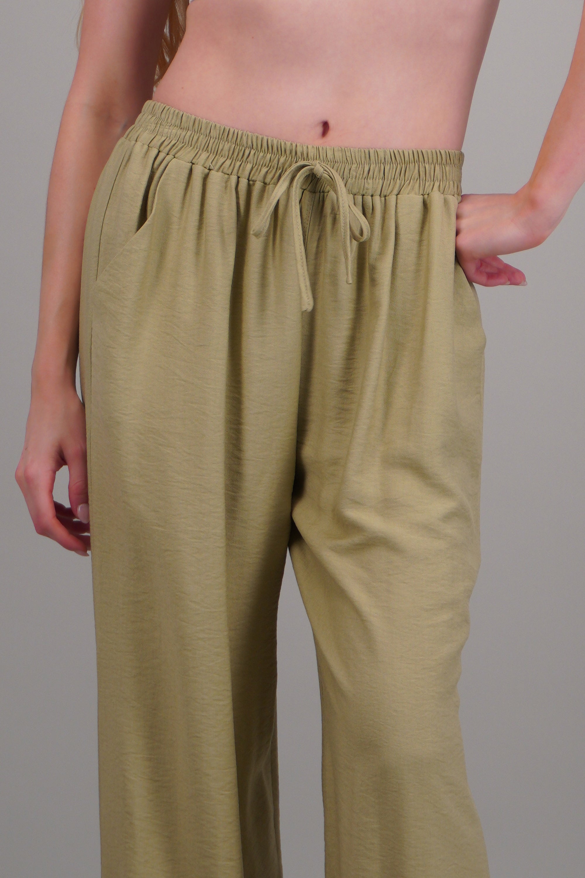 Pantalon amplio liso con resorte SAGE