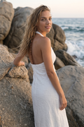 Vestido maxi cuentas espalda
