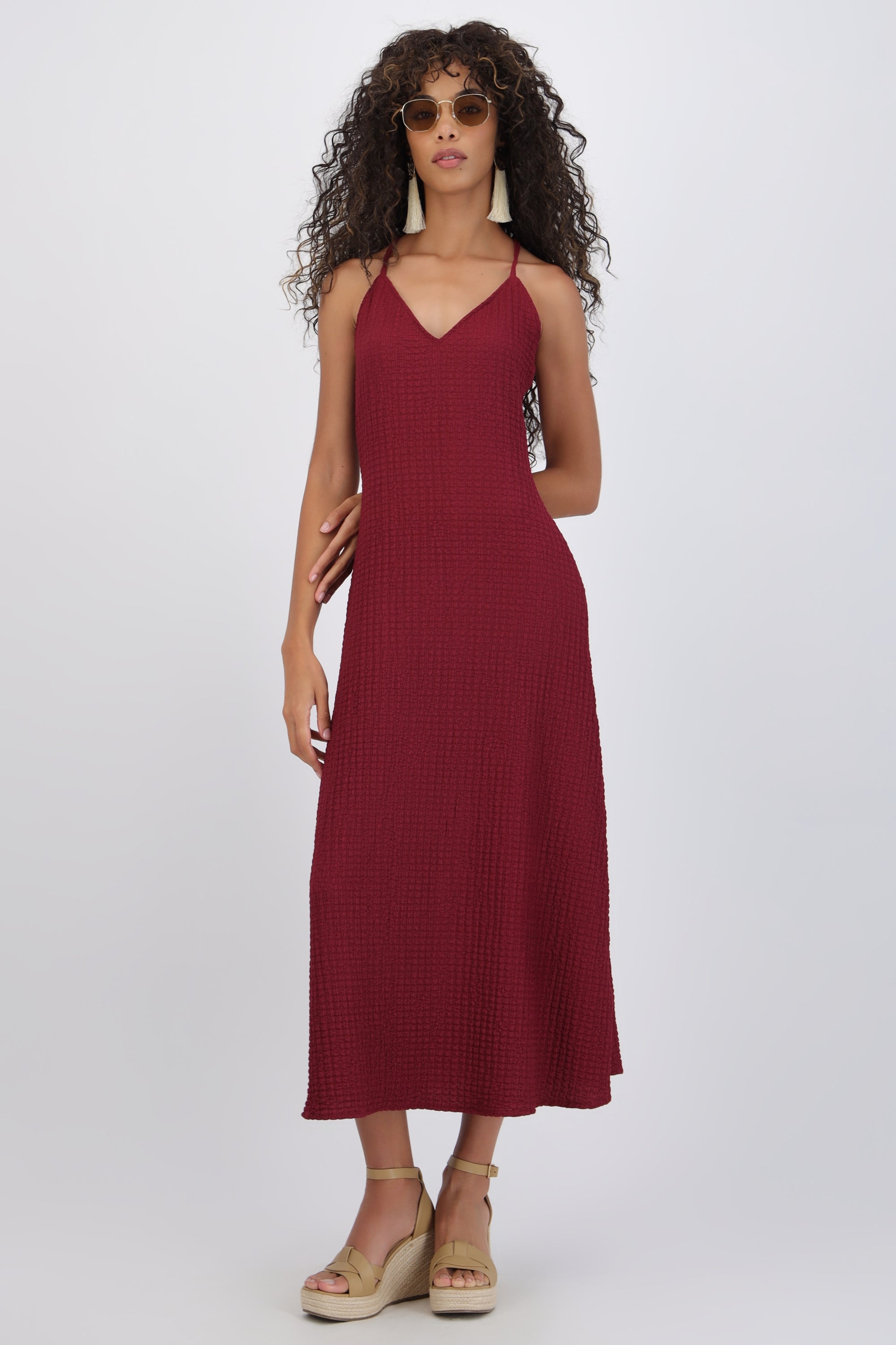 Vestido maxi cuentas espalda