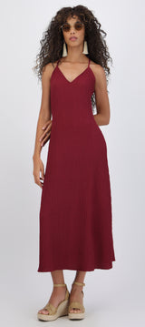 Vestido maxi cuentas espalda