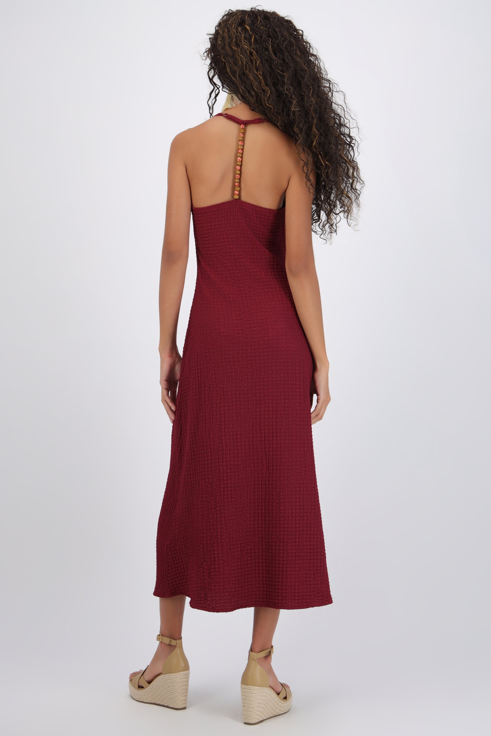 Vestido maxi cuentas espalda